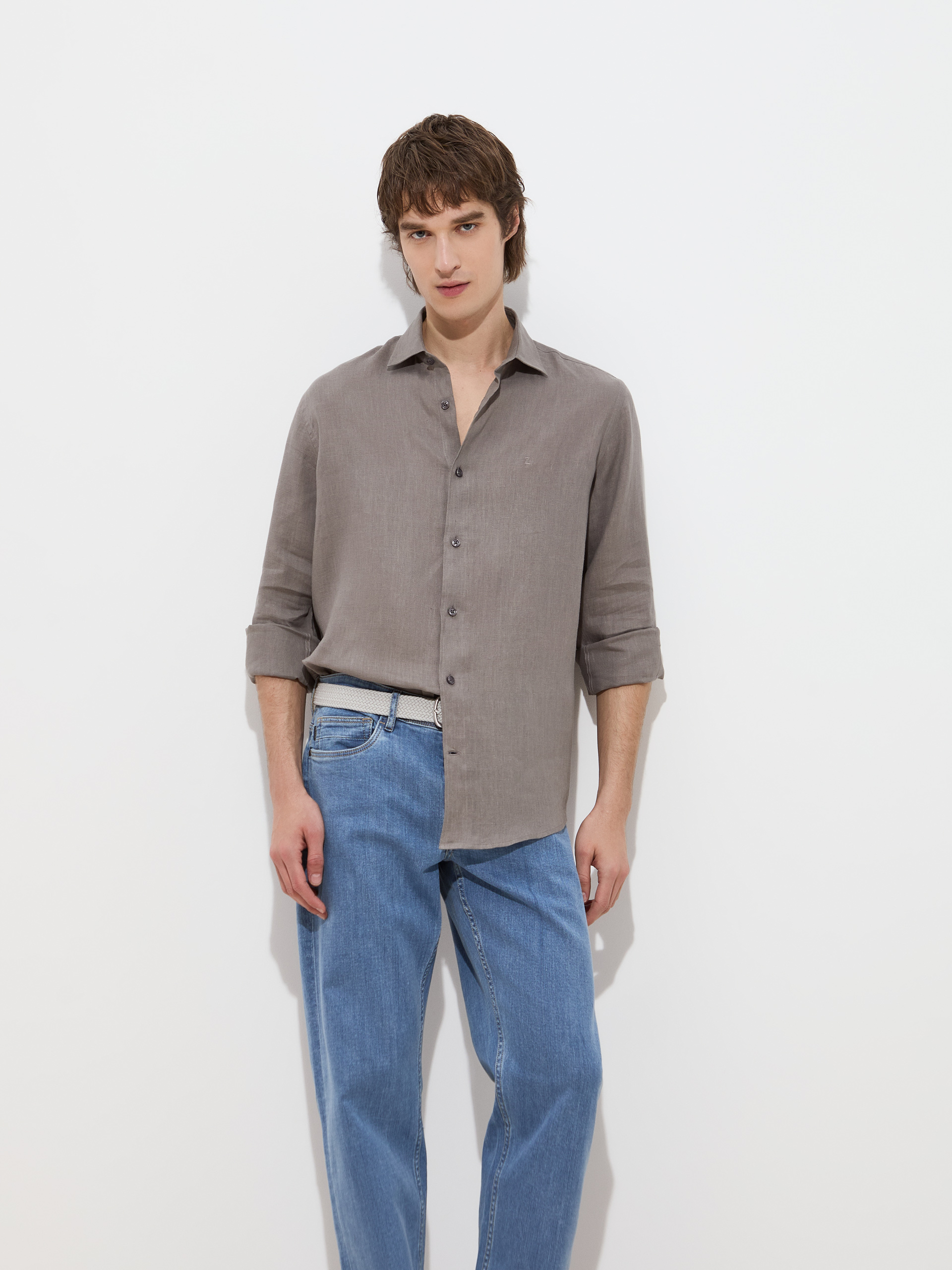 Regular fit linen shirt