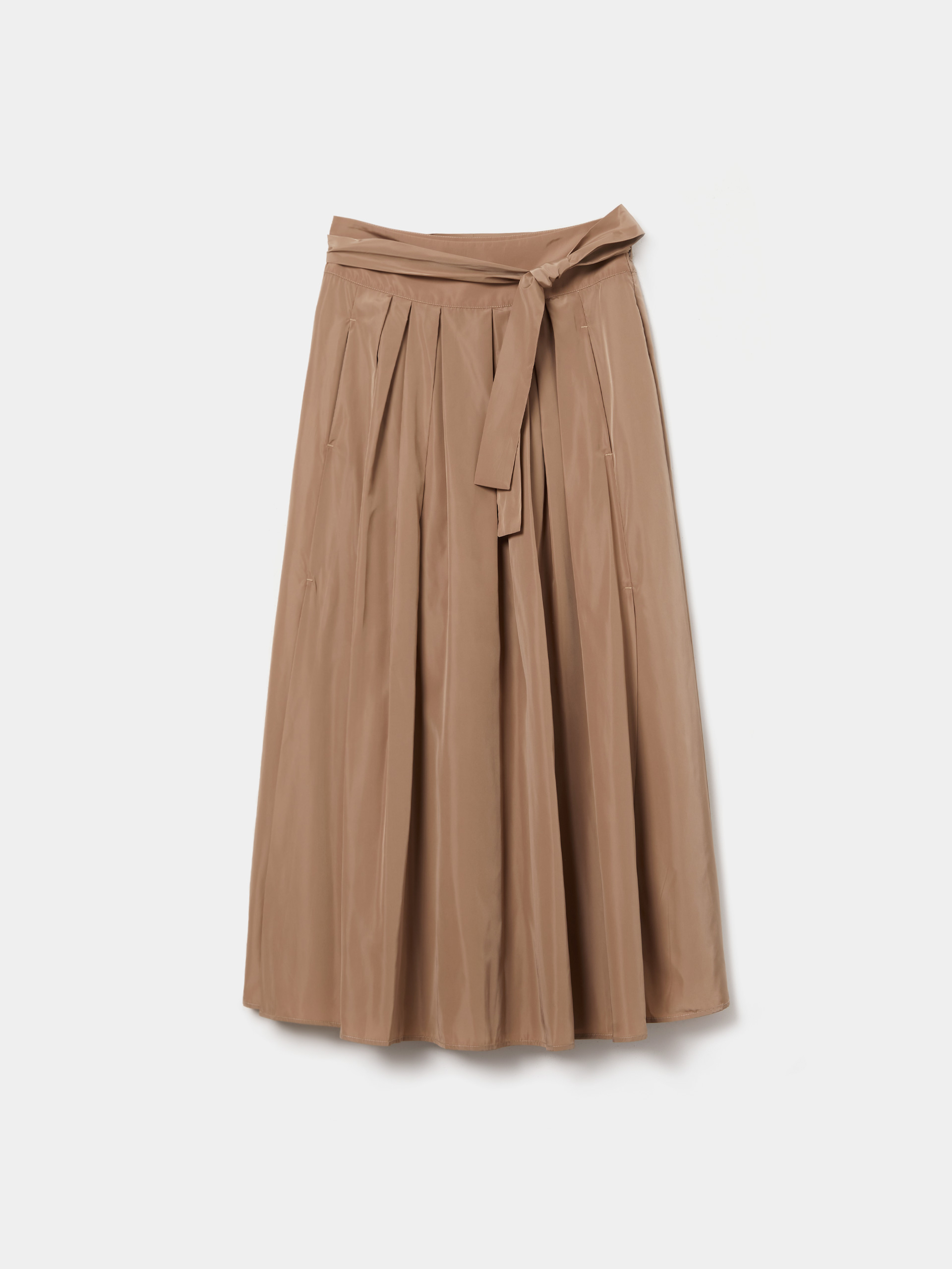 Falda midi acampanada con pliegues
