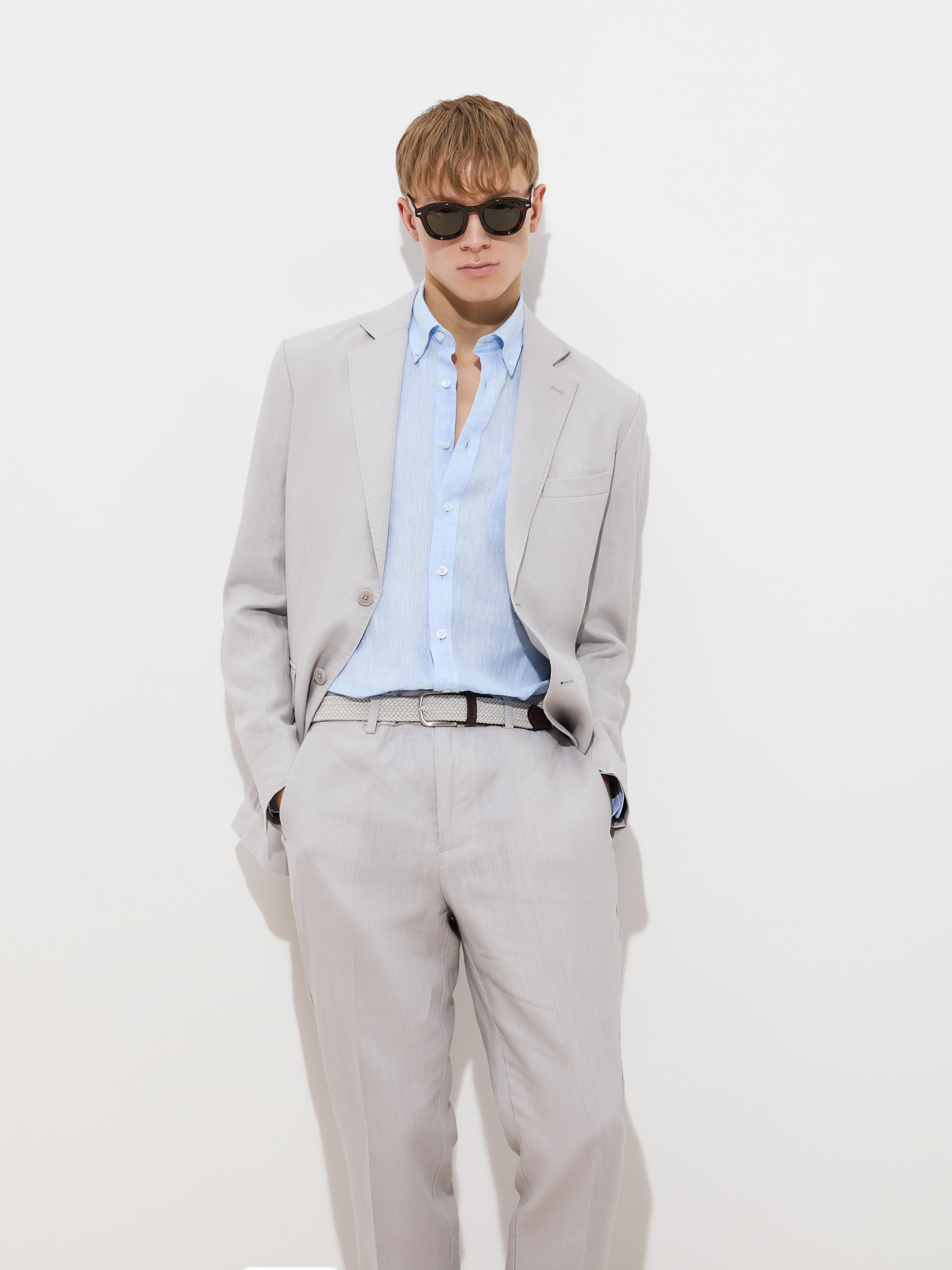 Regular fit linen blazer