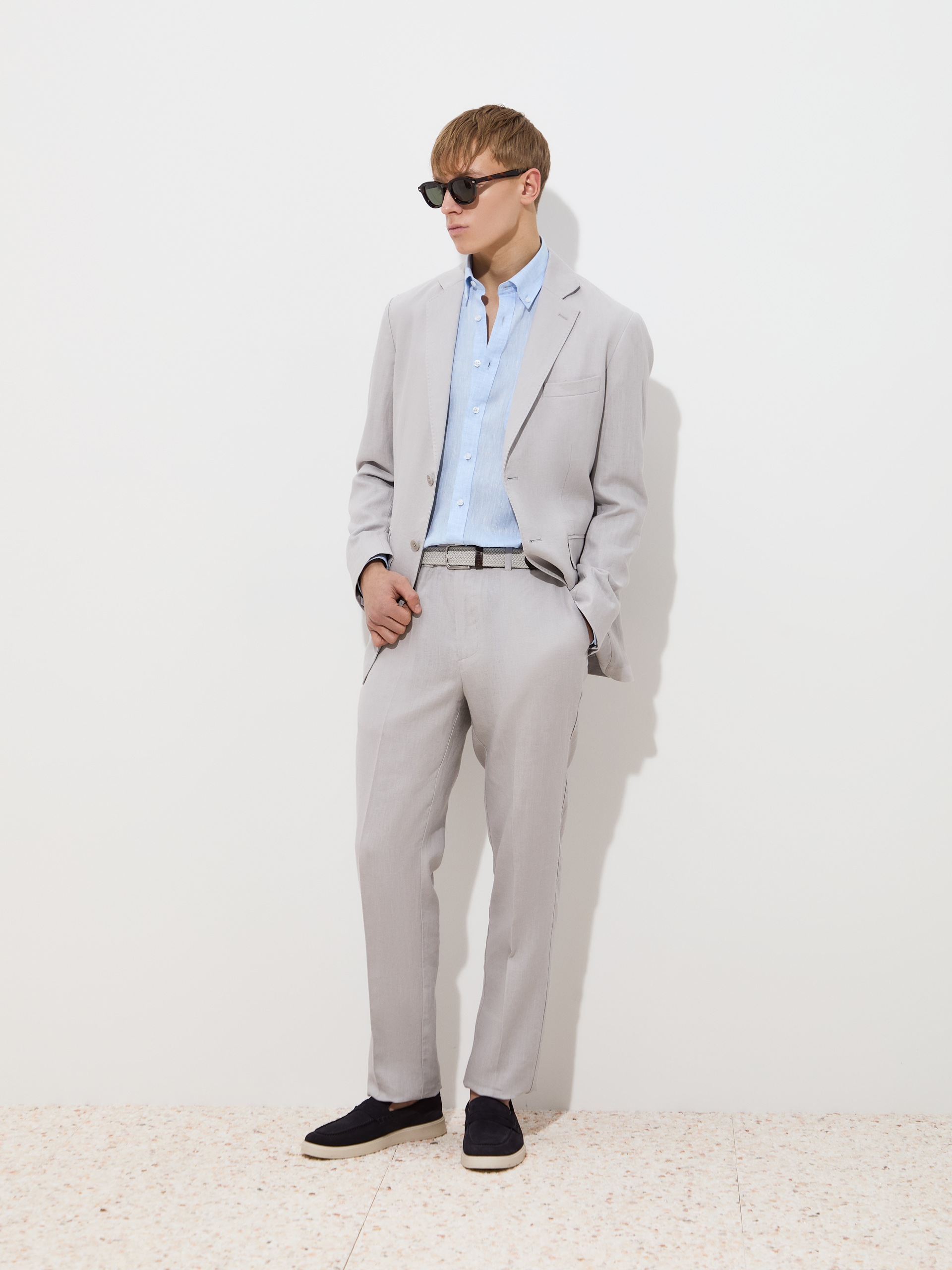 Regular fit linen blazer