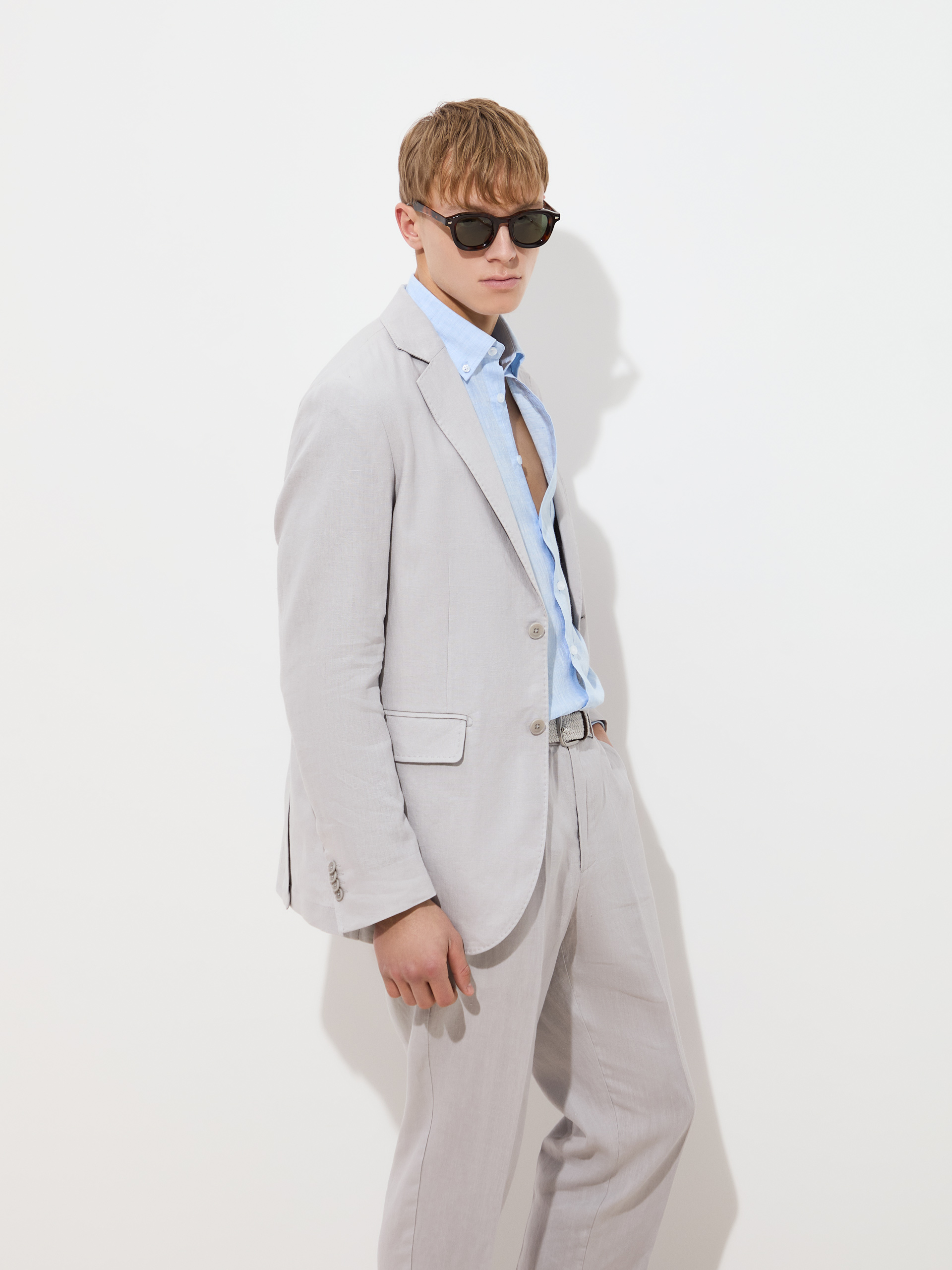 Regular fit linen blazer