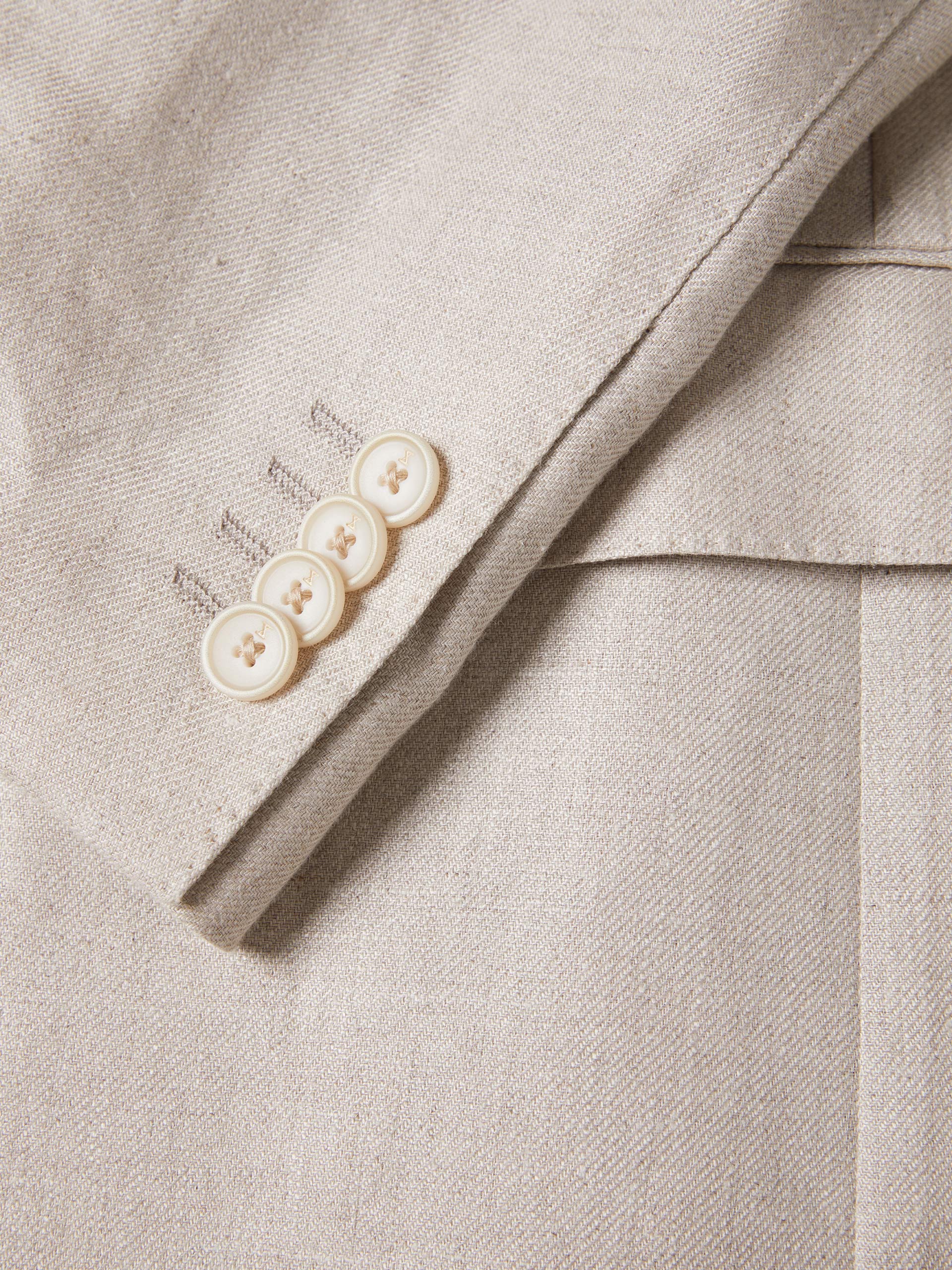 Slim fit blazer in linen and cotton