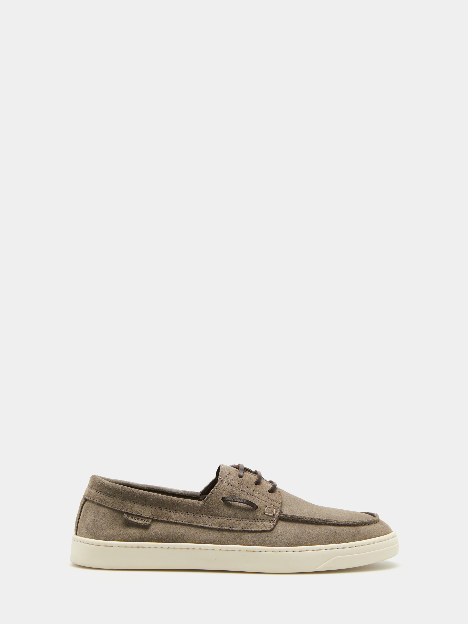 Zapato náutico de ante con suela blanca