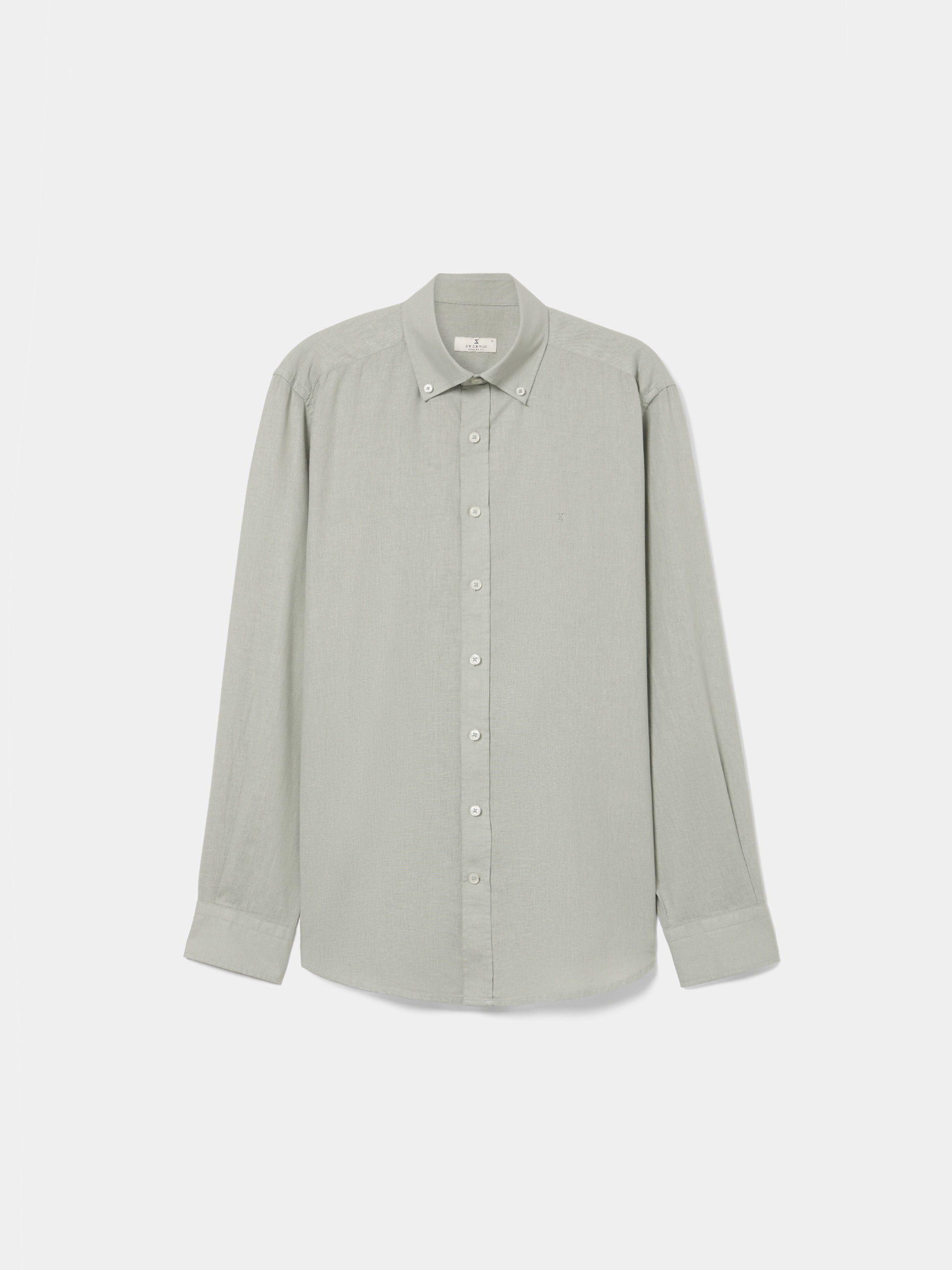 Camisa de corte regular en lino y algodón