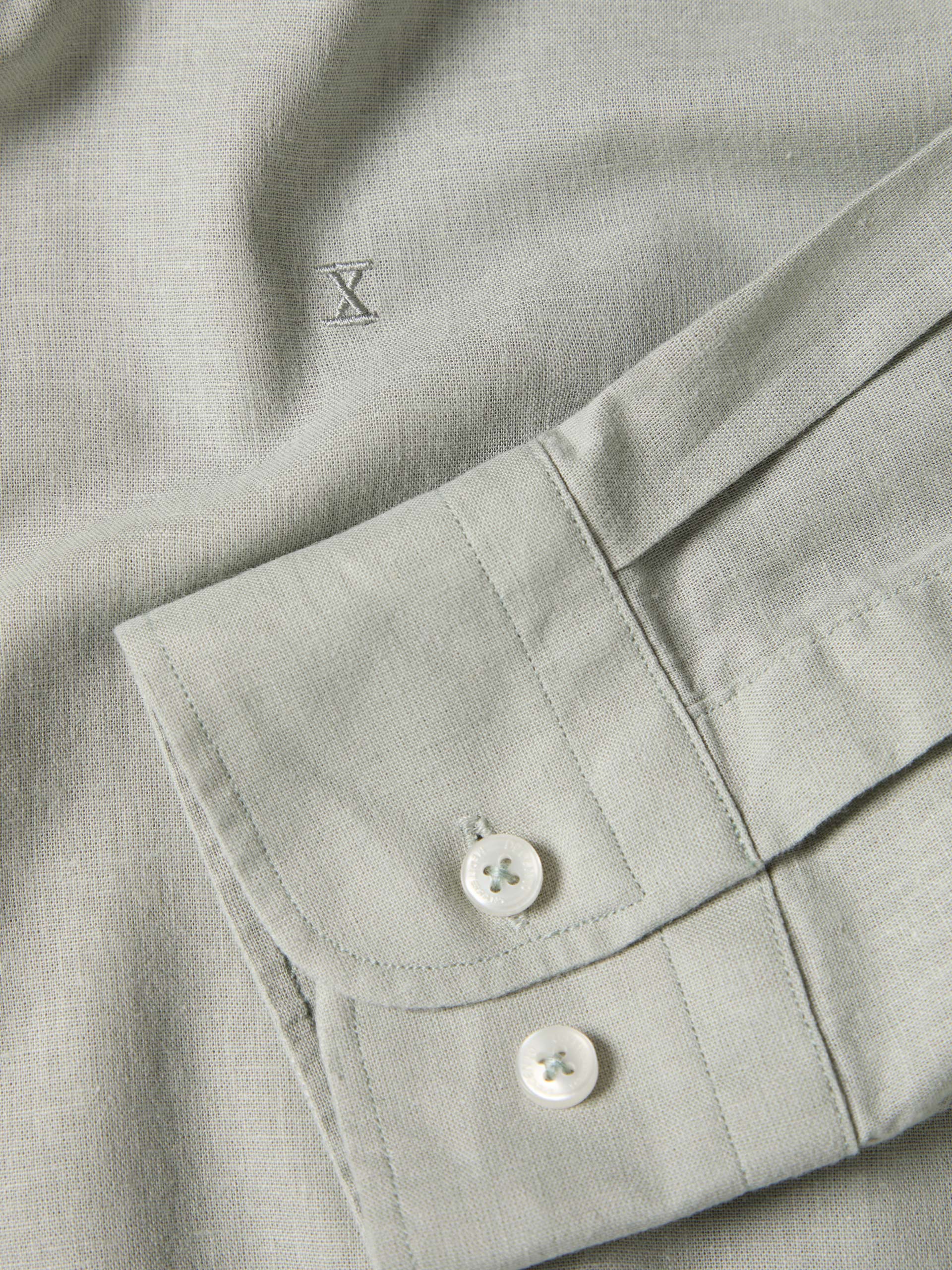 Camisa de corte regular en lino y algodón