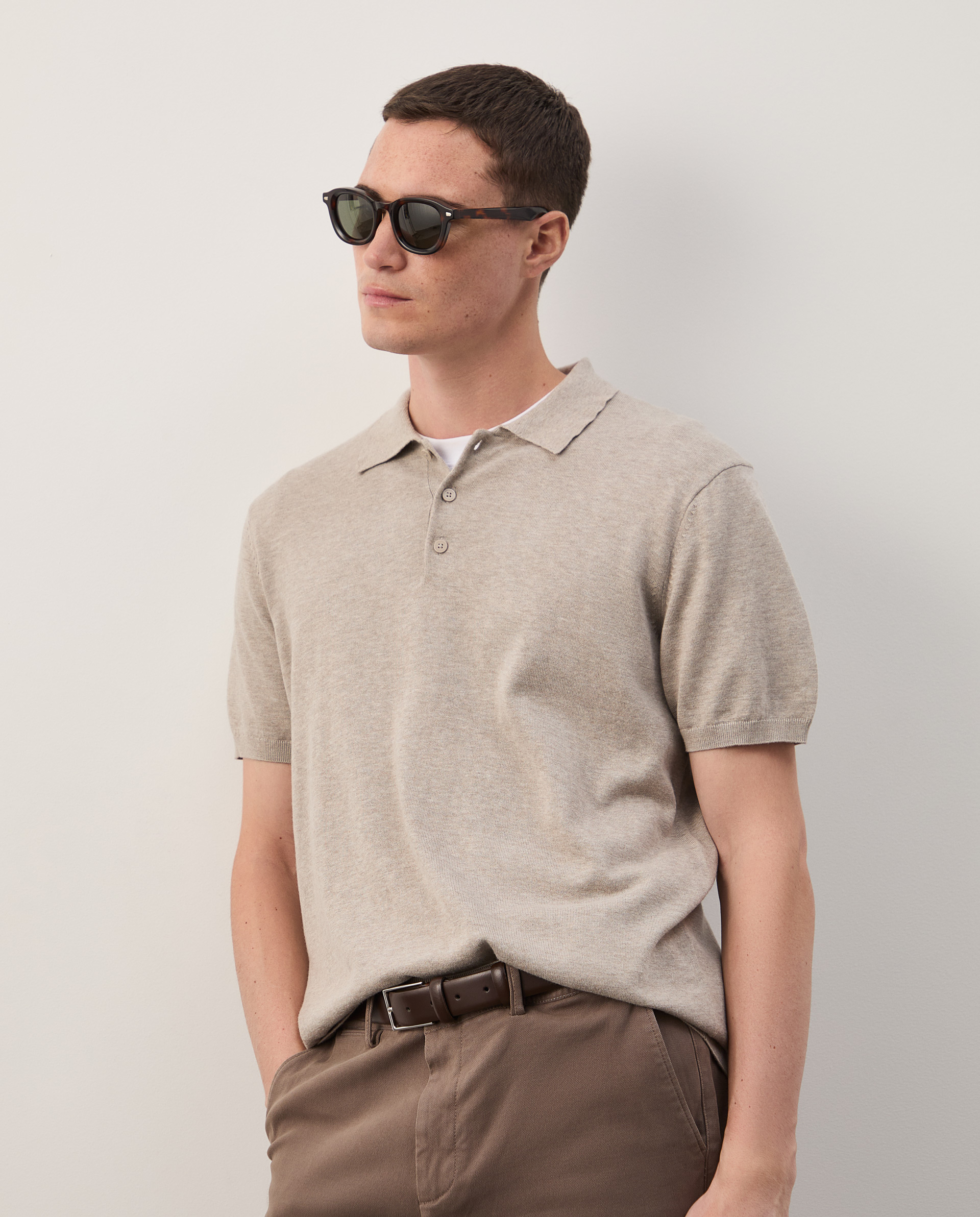 Cotton knit polo shirt