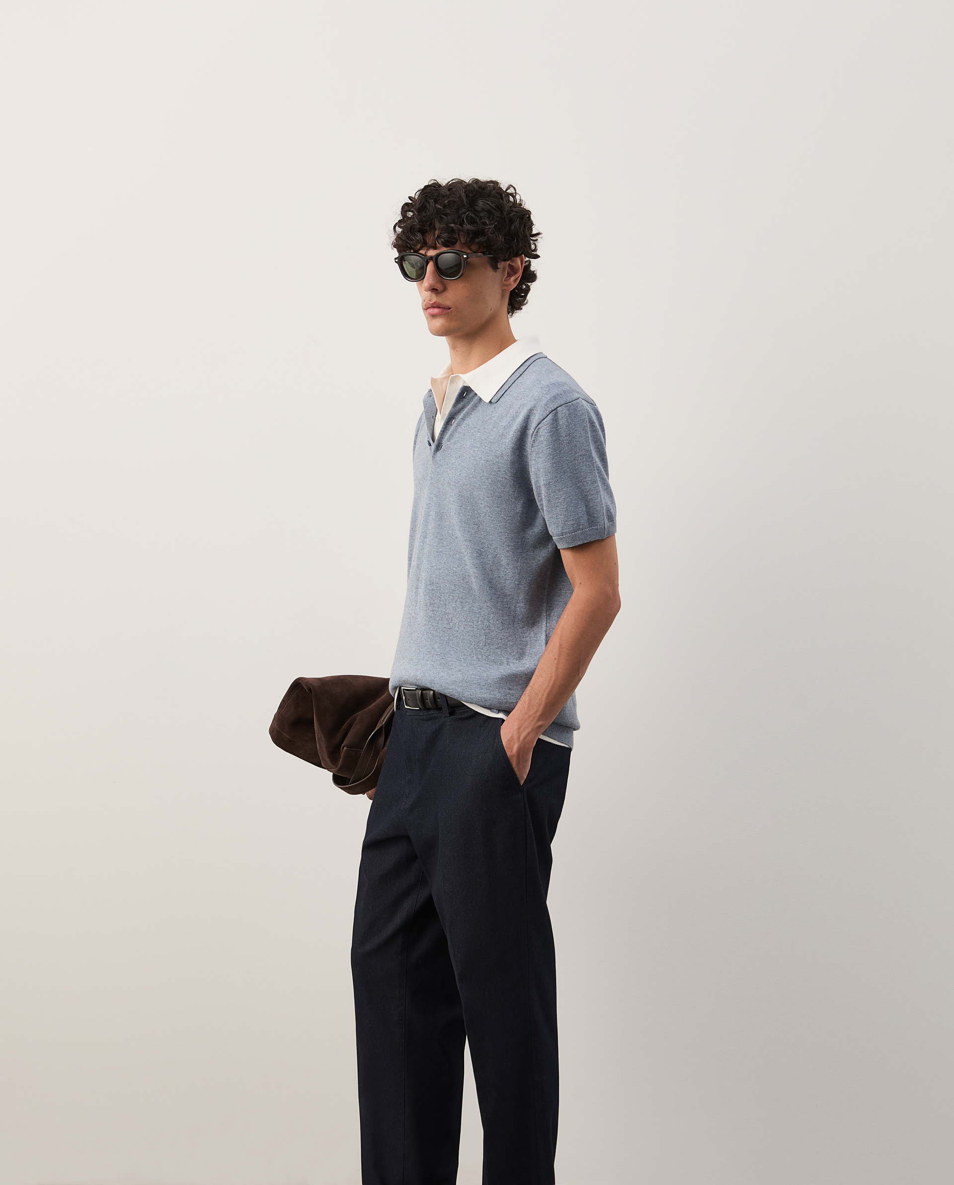 Cotton knit polo shirt