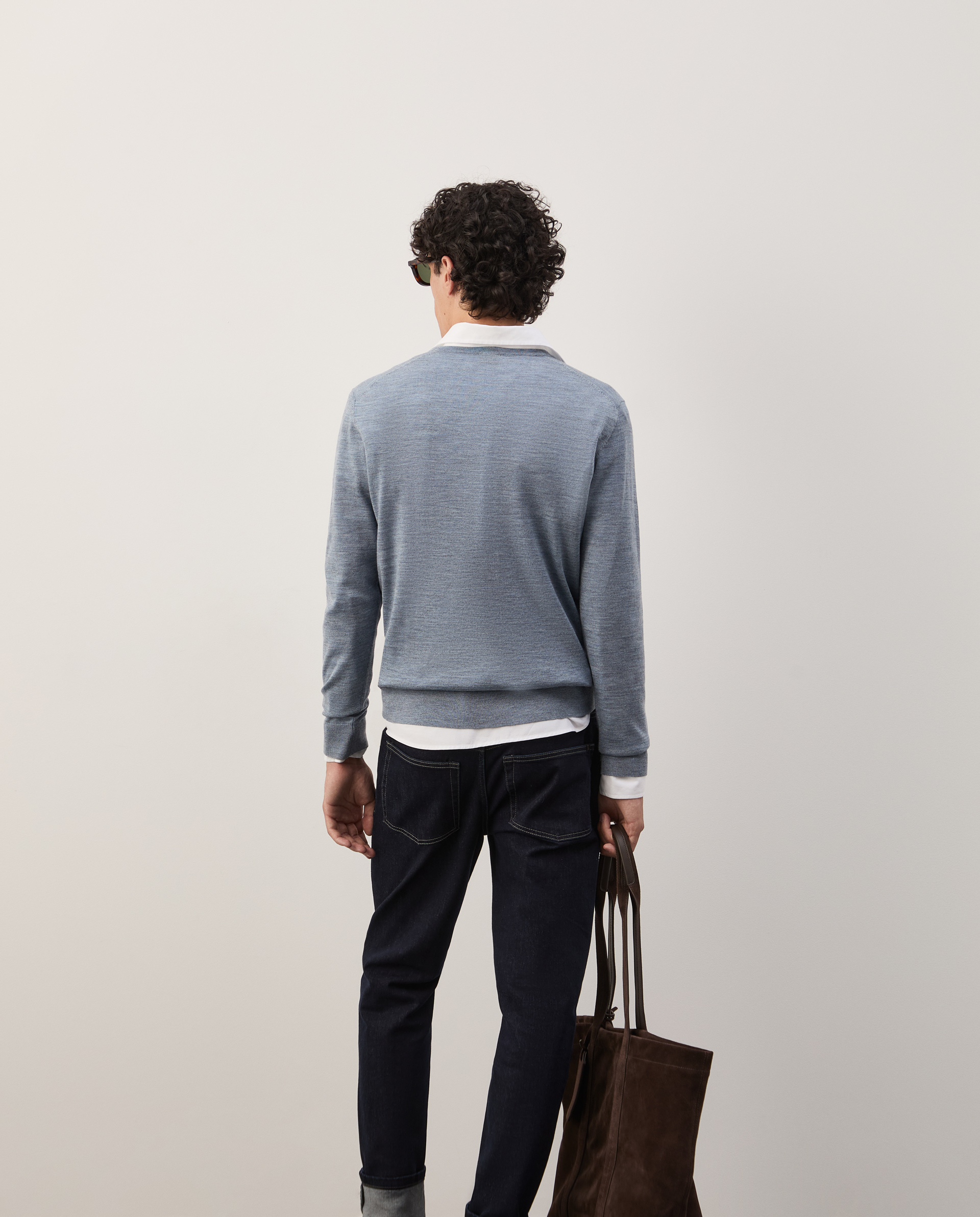 Wool pullover with V-neck