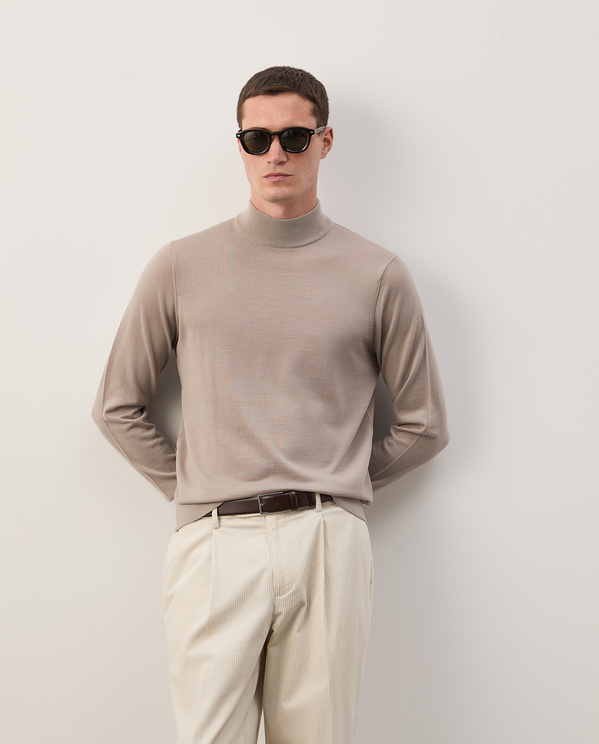 High-neck sweater in wool