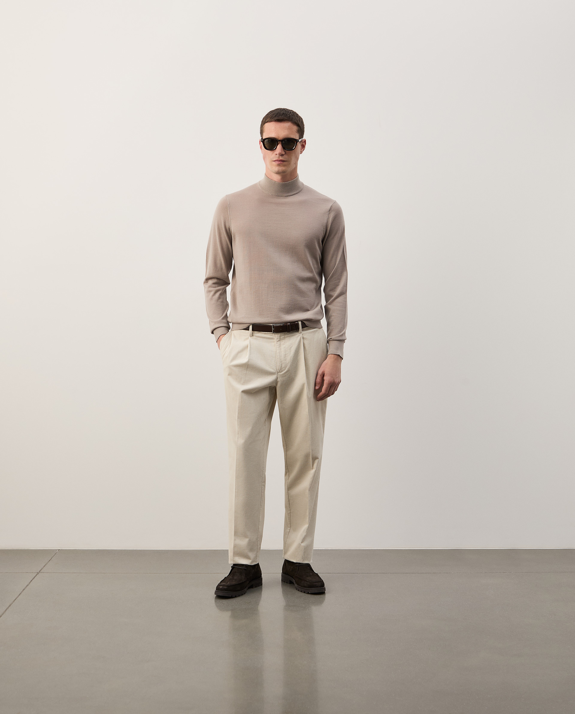 High-neck sweater in wool