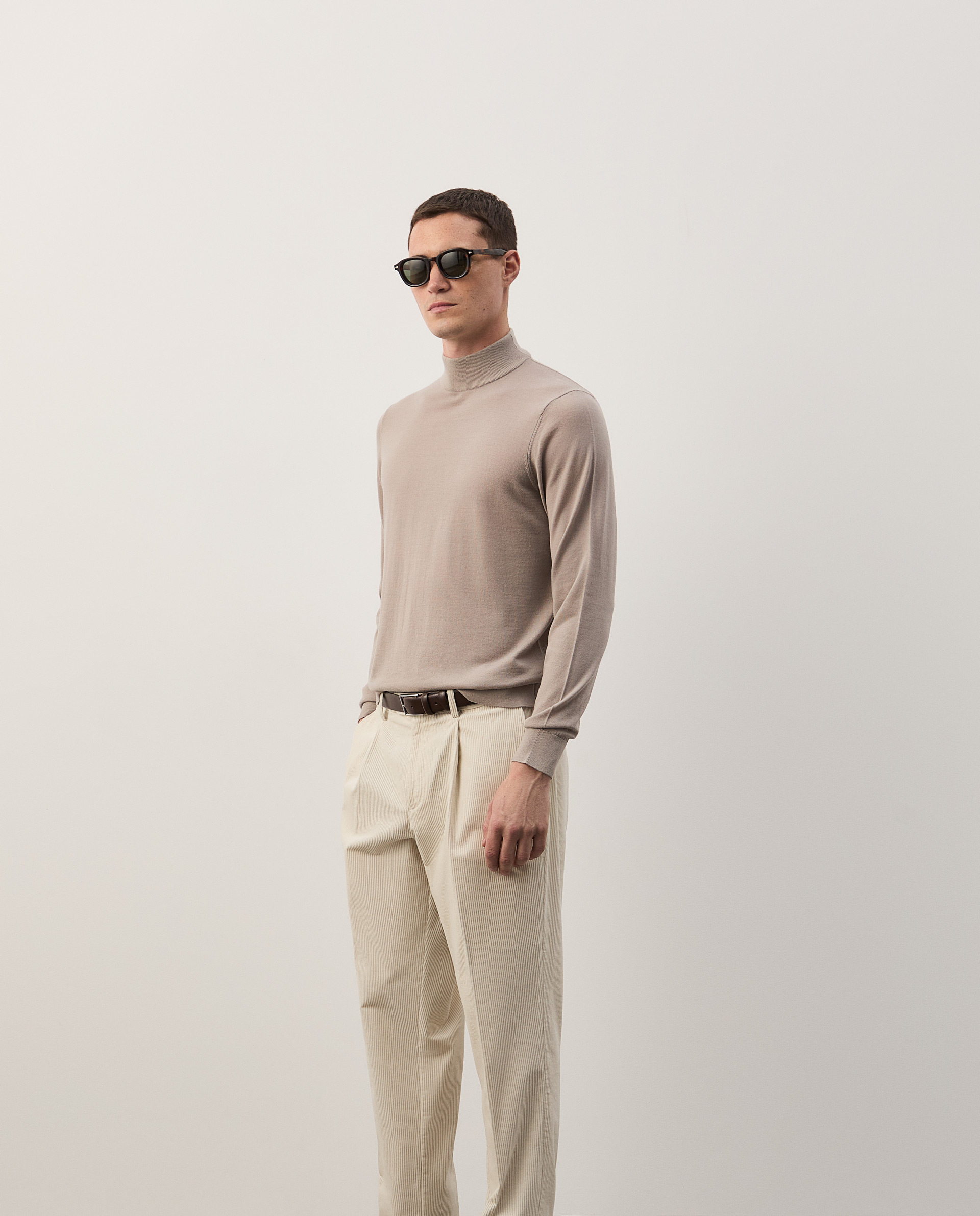 High-neck sweater in wool