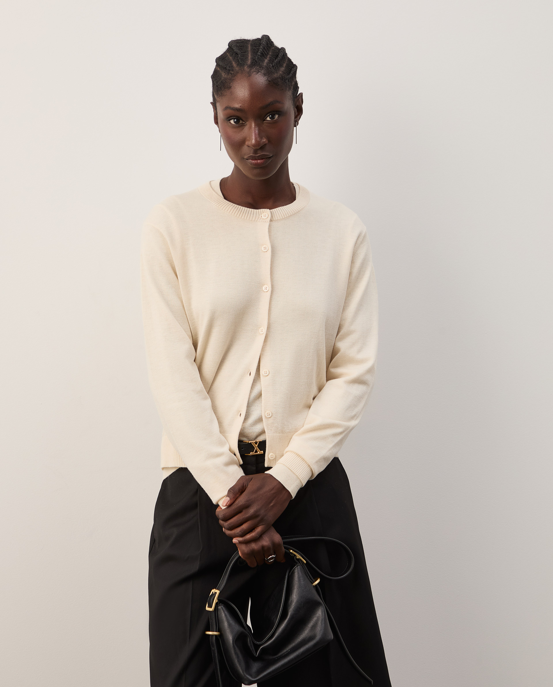 Basic knit cardigan with wool