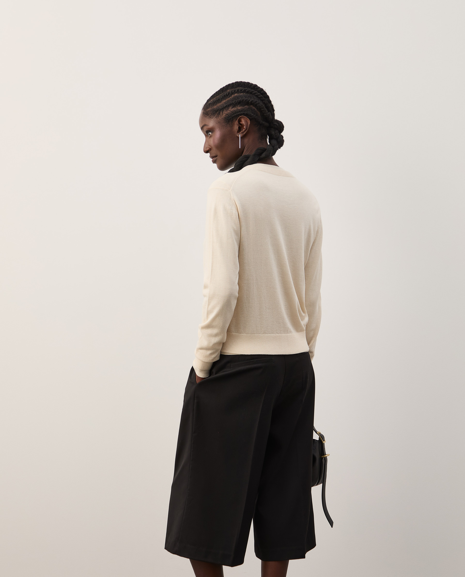 Basic knit cardigan with wool