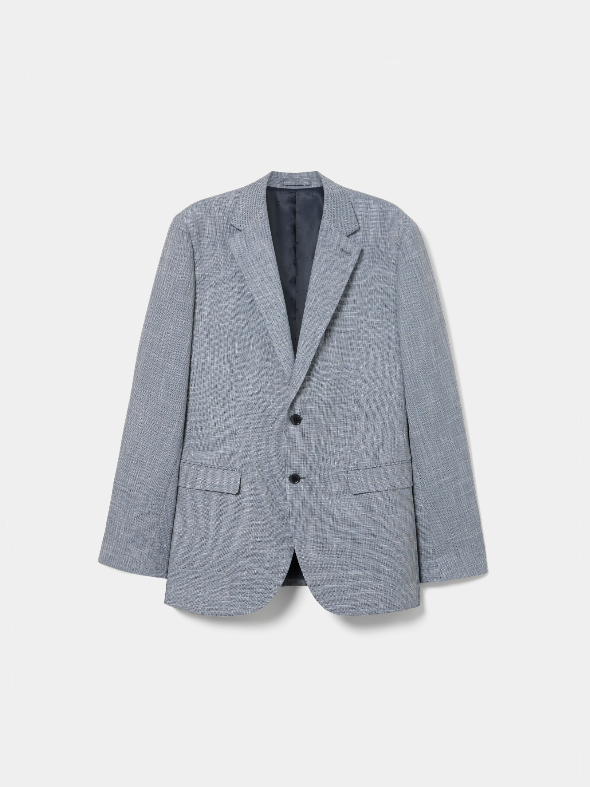 Regular fit blazer with micro-patterned check pattern.
