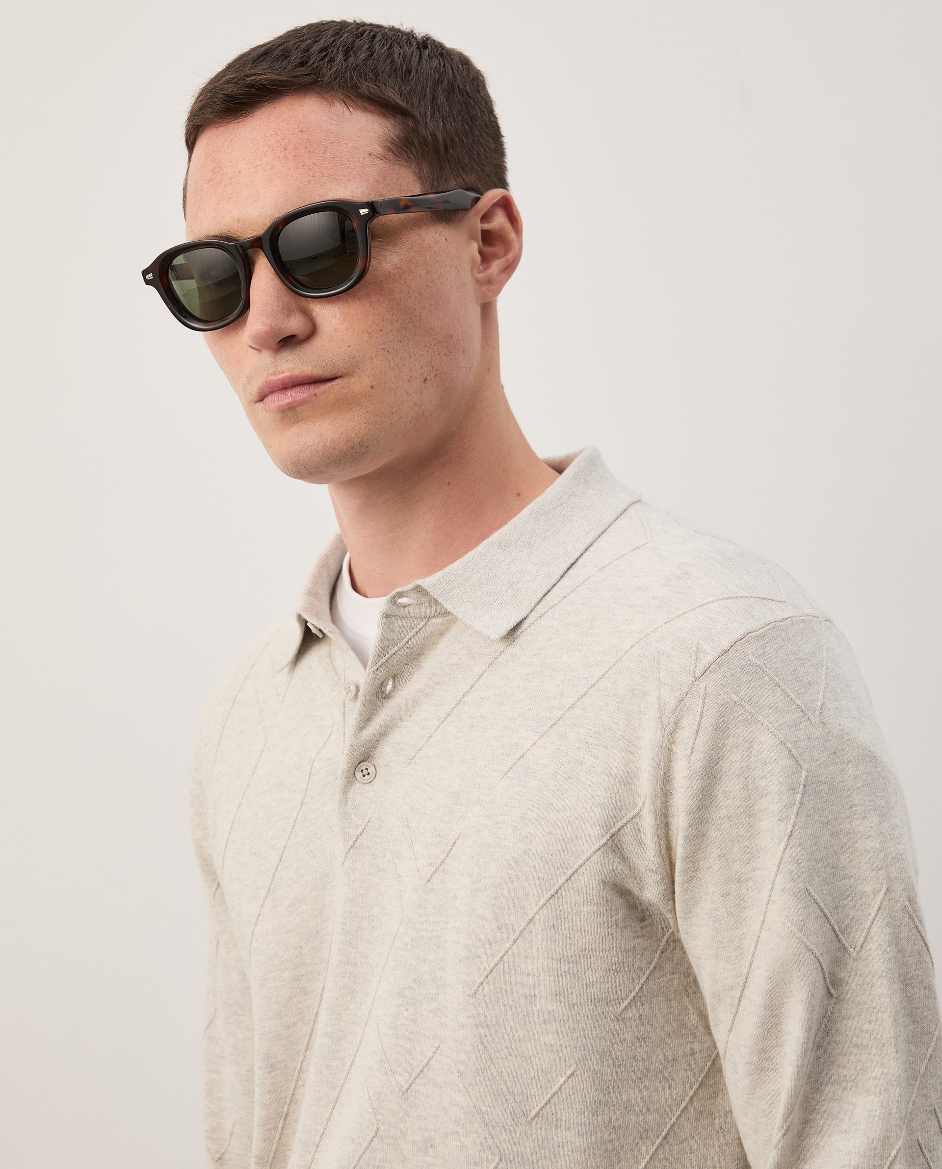 Polo shirt in cotton and cashmere