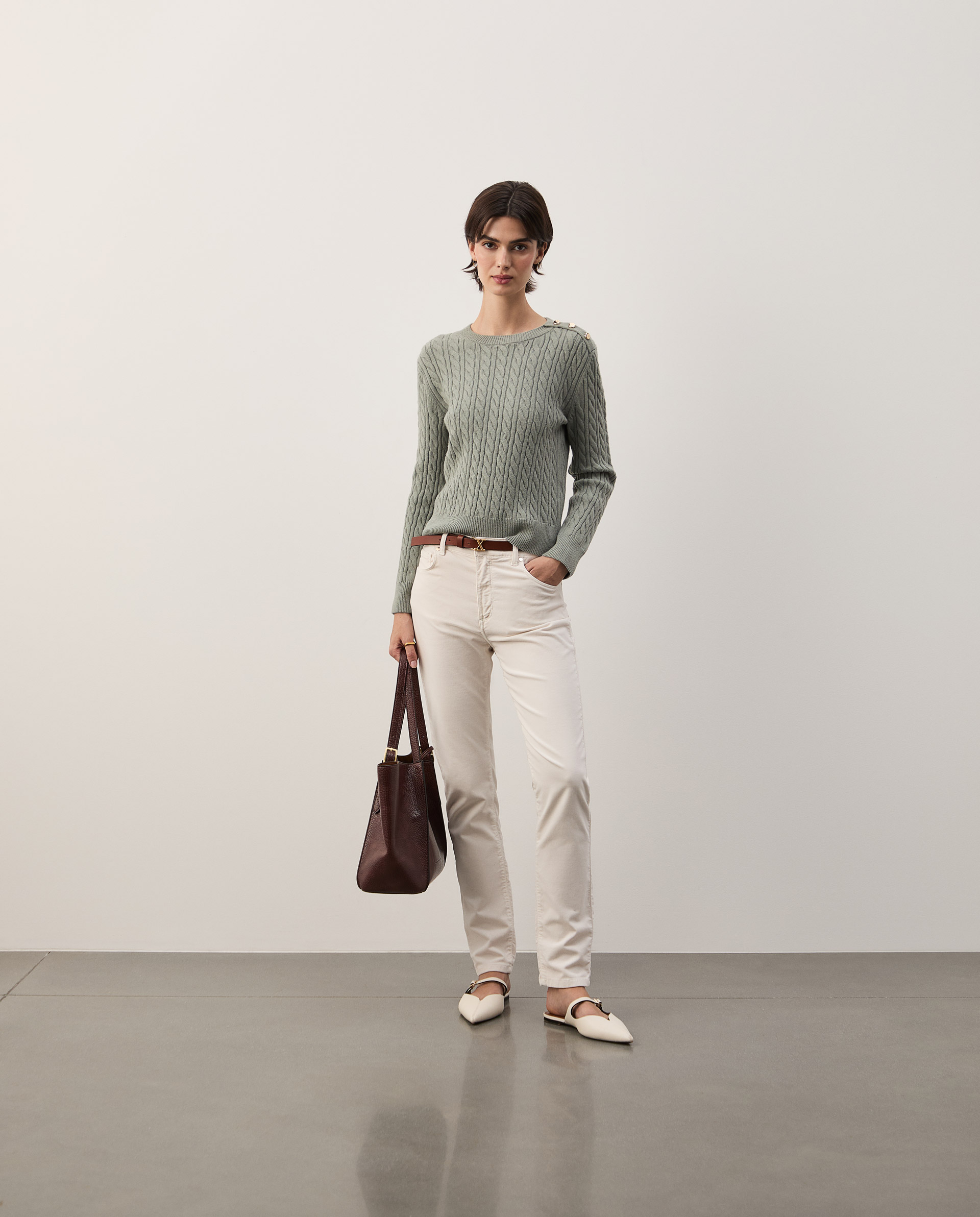 Camisola de malha entrançada
