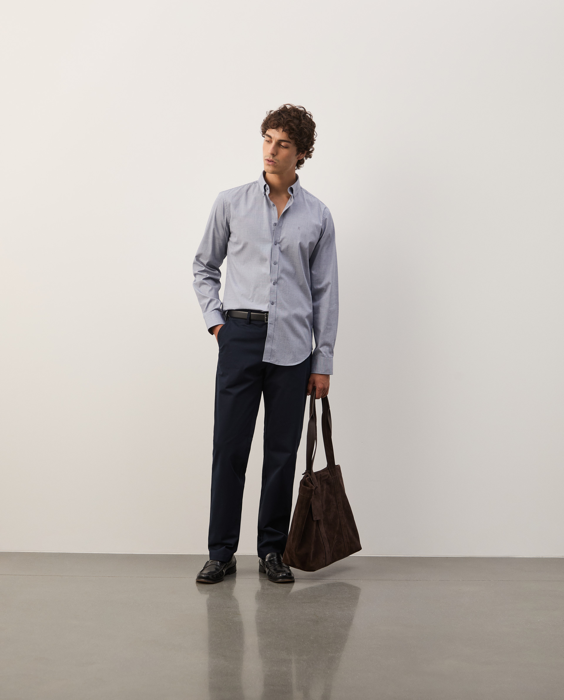 Camisa slim fit às riscas