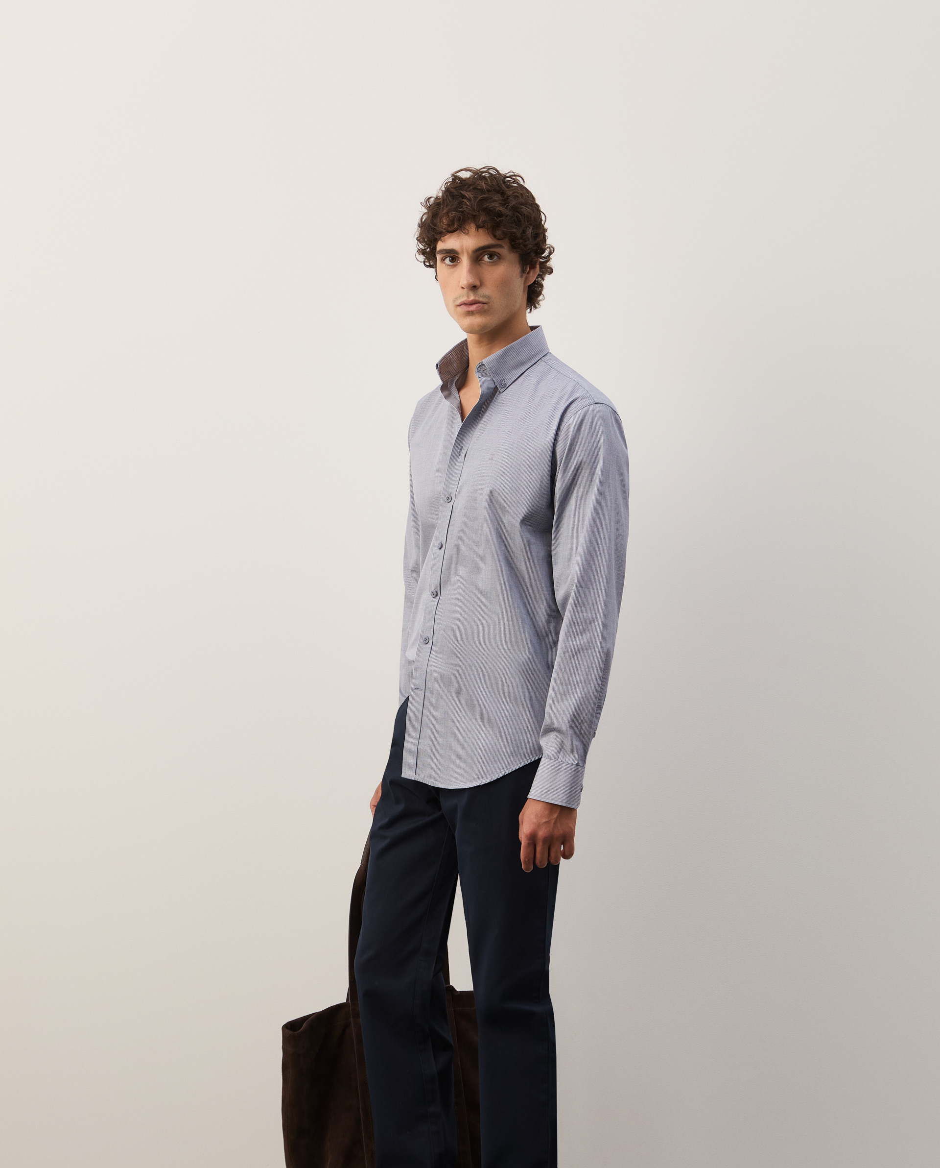 Camisa slim fit às riscas