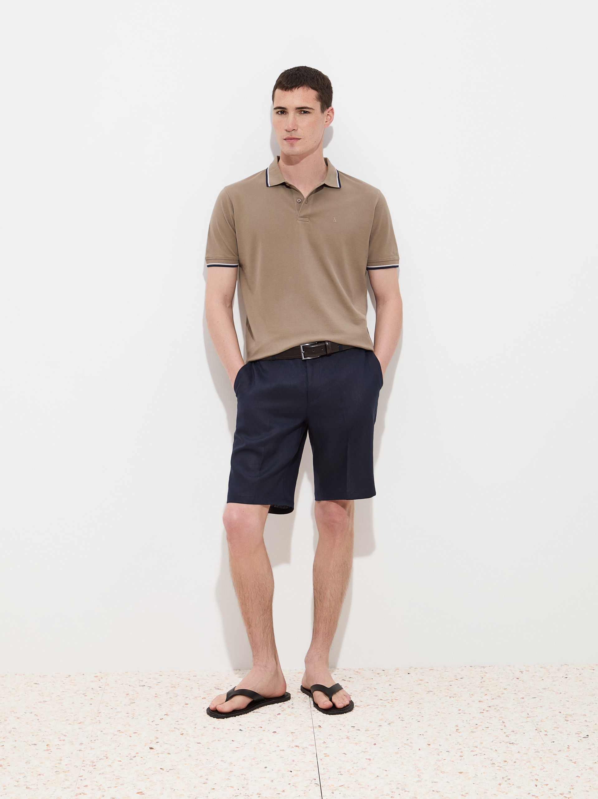 Cotton piqué polo shirt with stripes