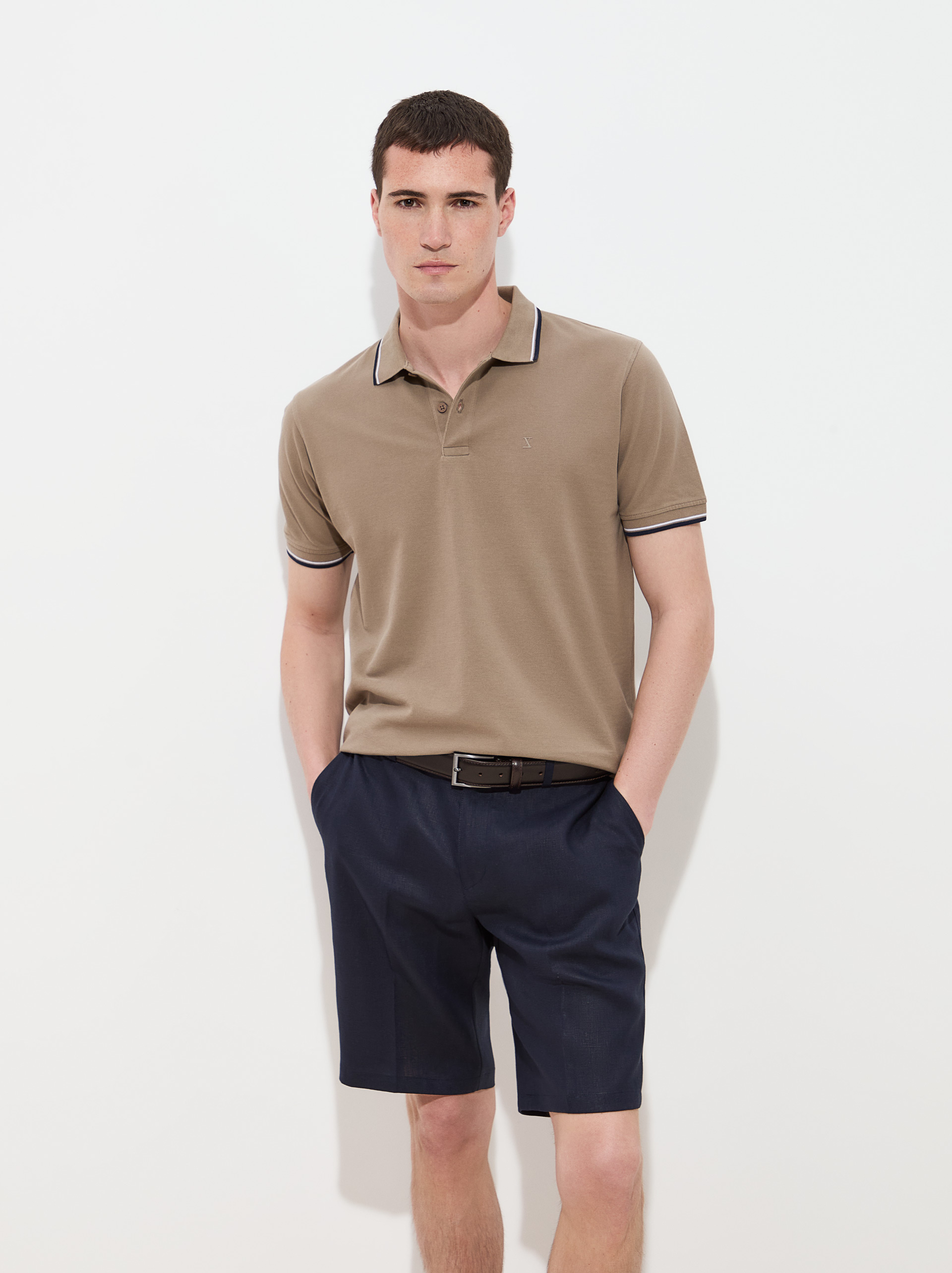 Cotton piqué polo shirt with stripes