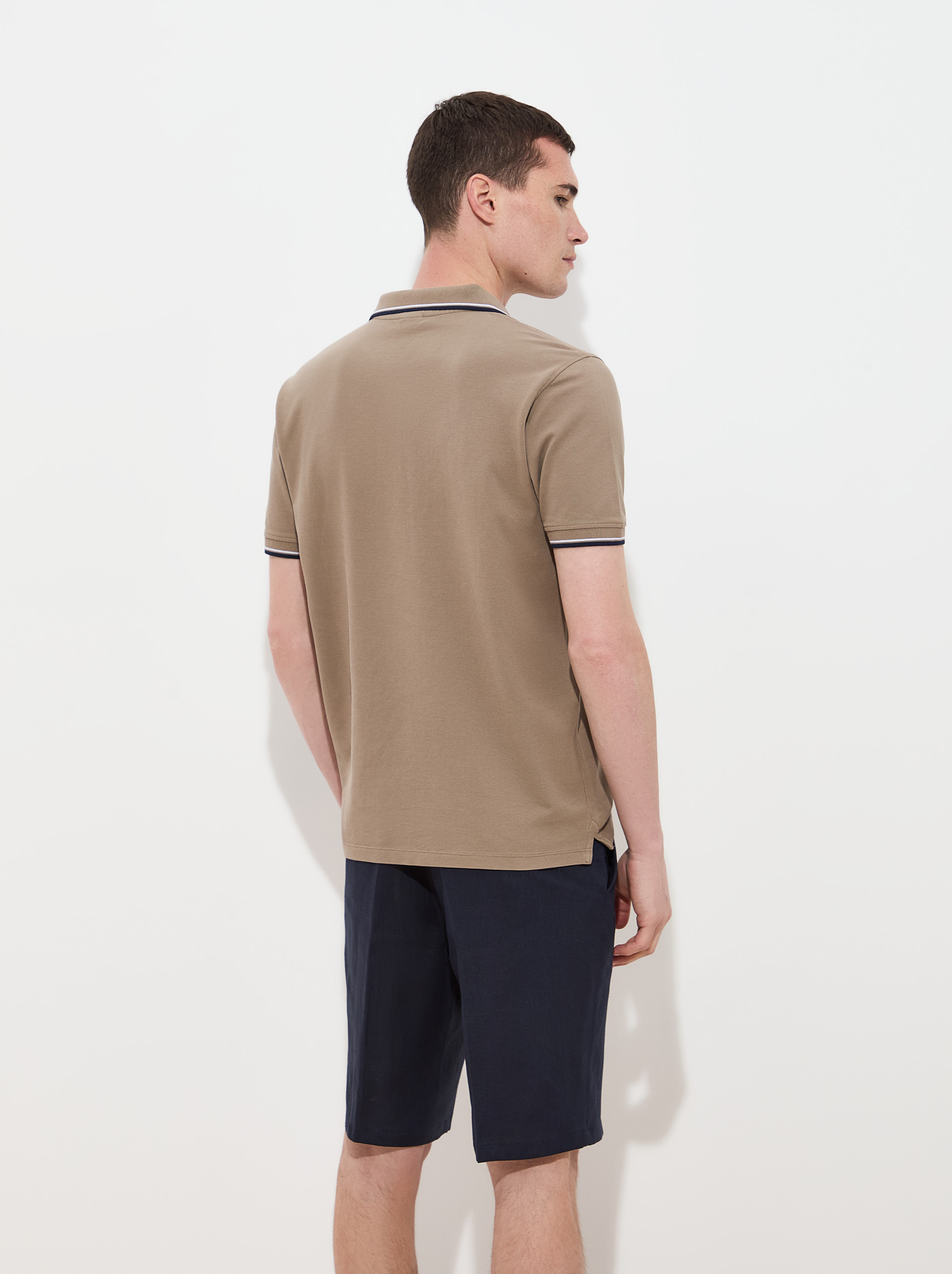 Cotton piqué polo shirt with stripes