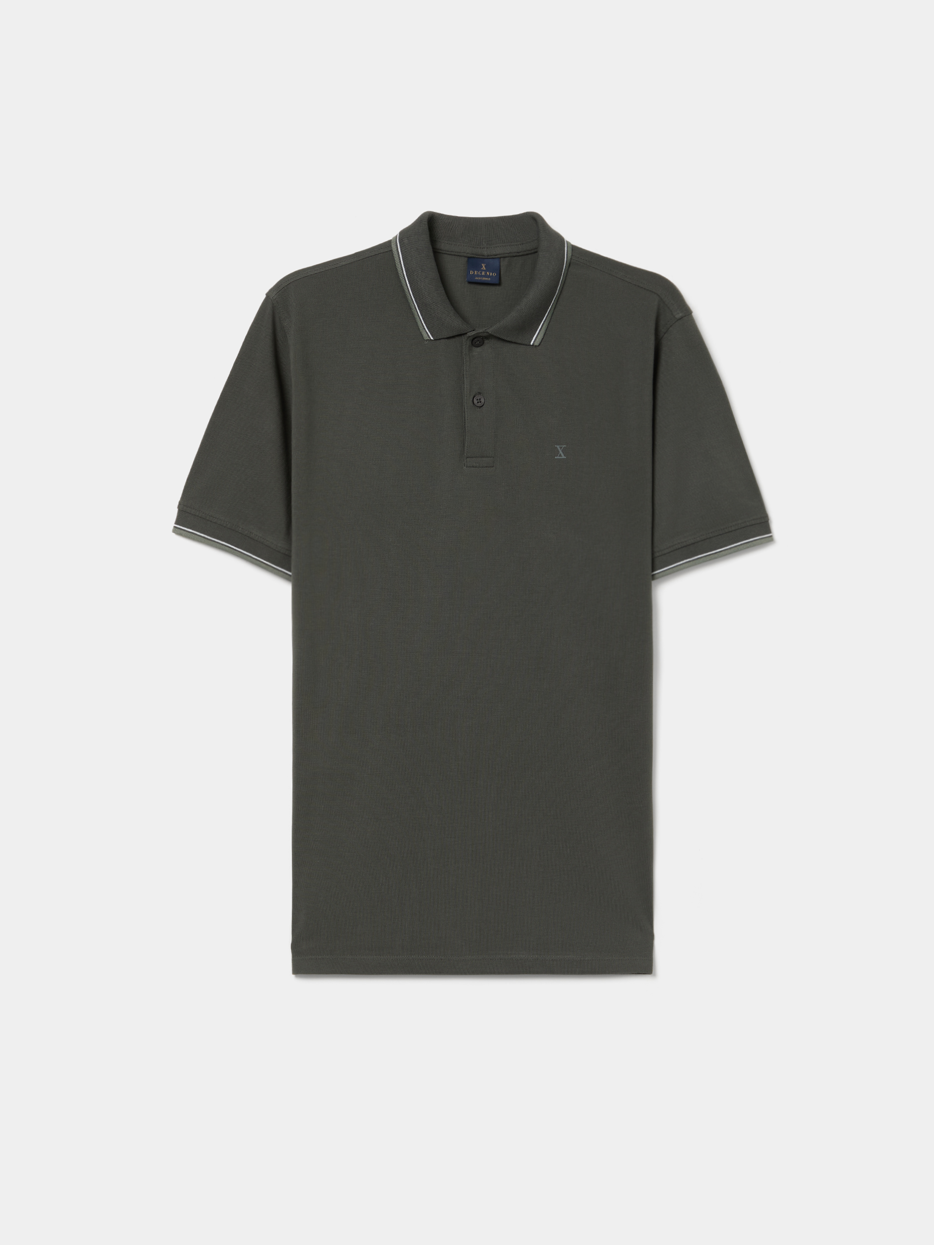 Polo piqué de algodão com riscas