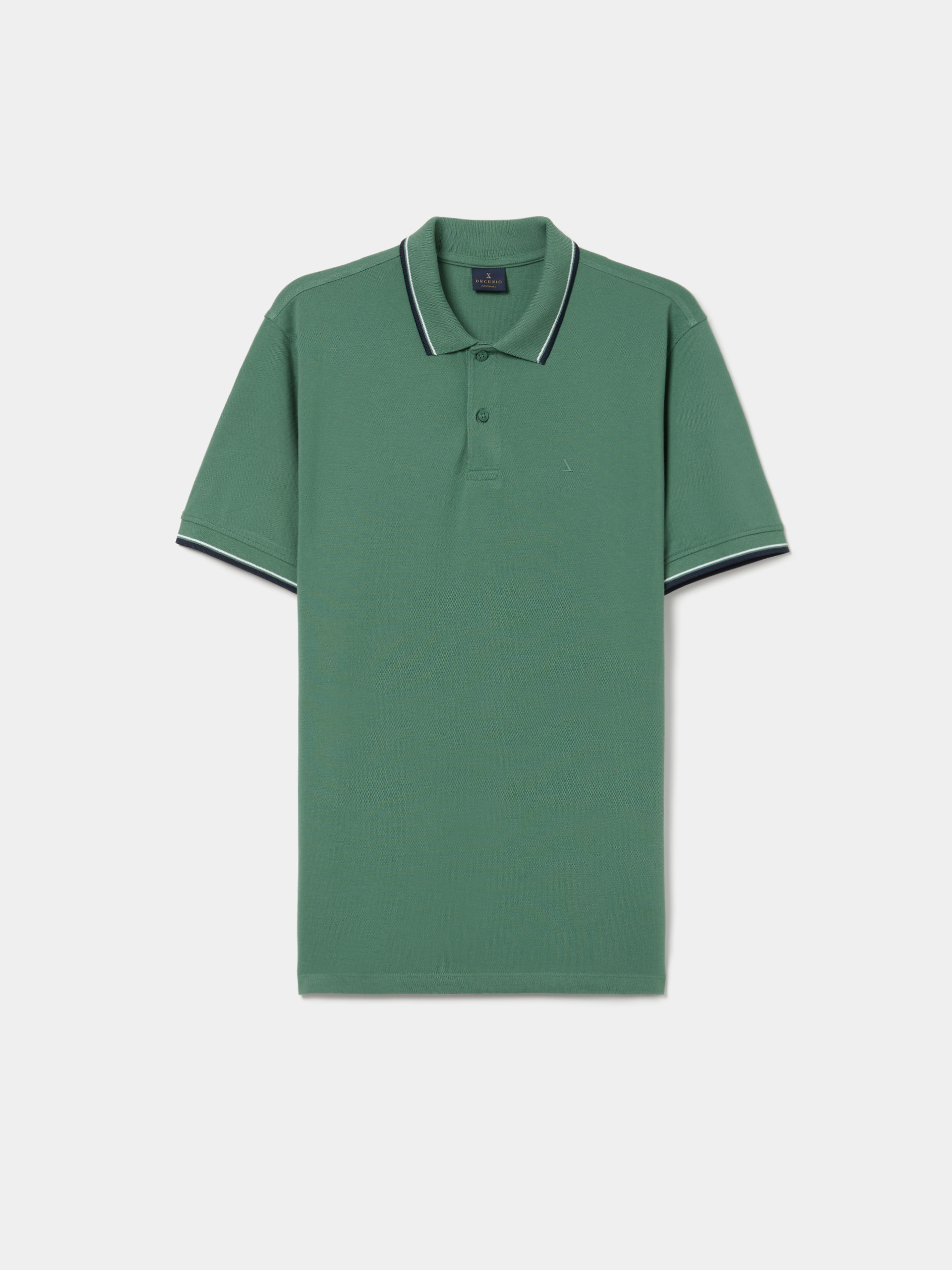 Polo piqué de algodão com riscas