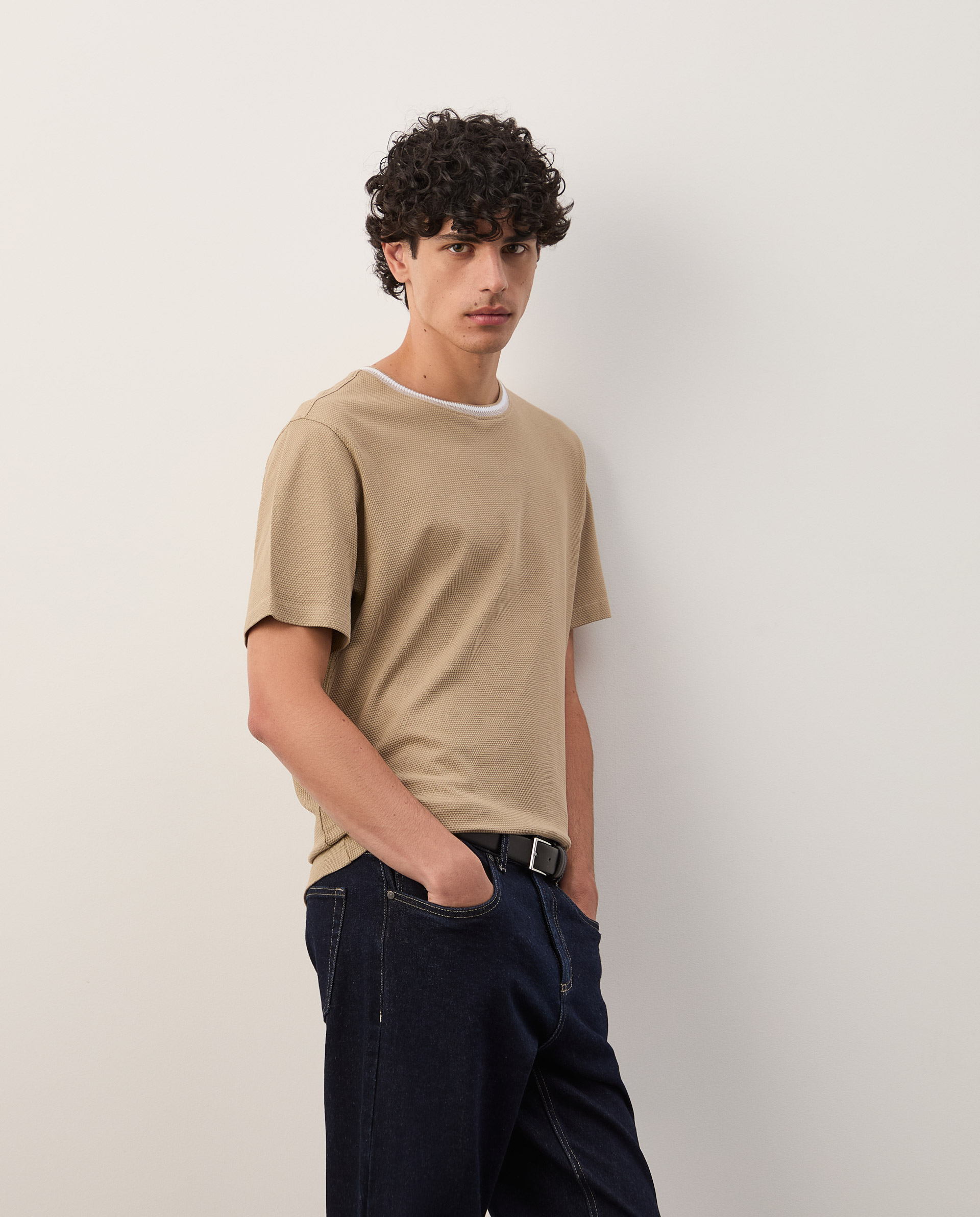 Cotton T-shirt with texture