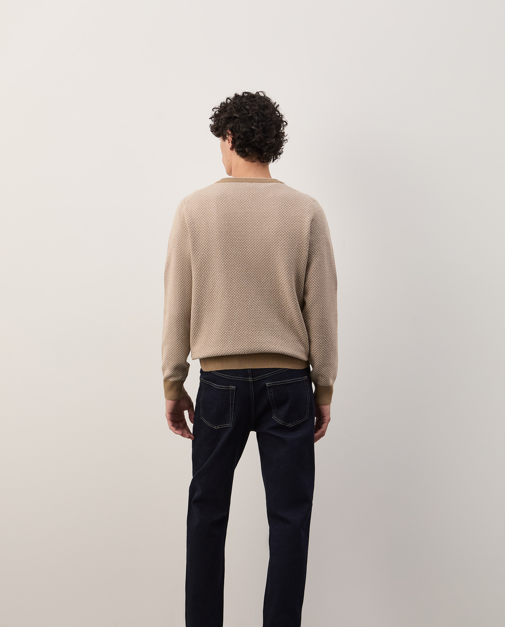 Two-tone pullover in cotton and wool