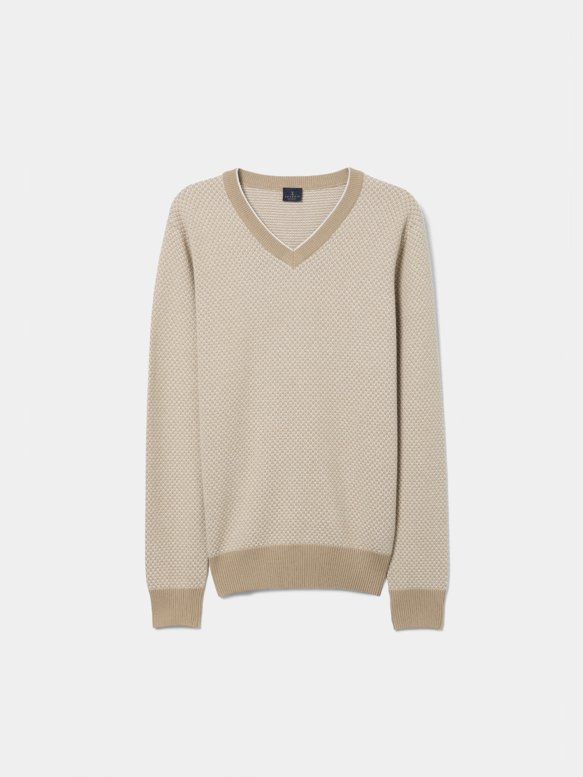 Two-tone pullover in cotton and wool
