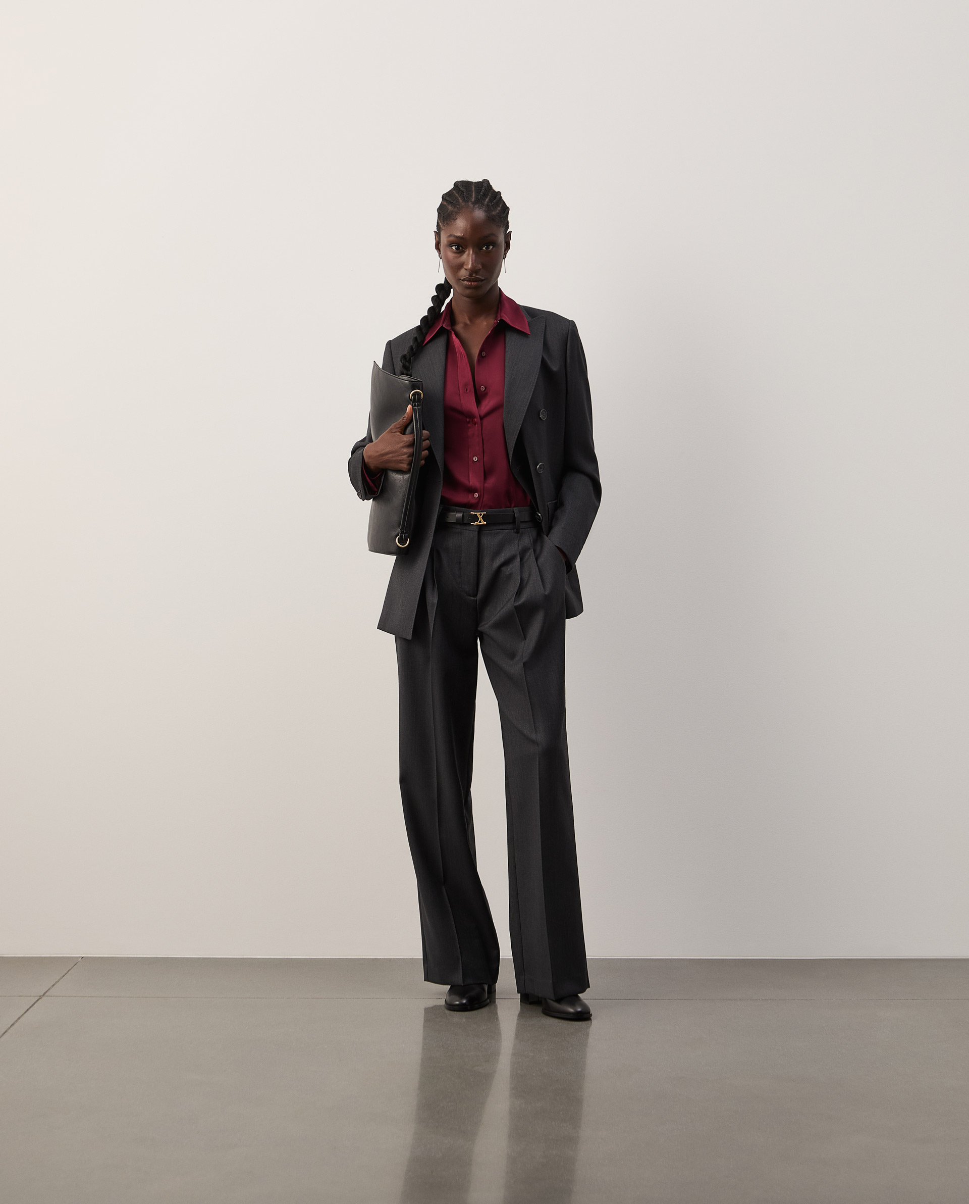 Creased wool trousers