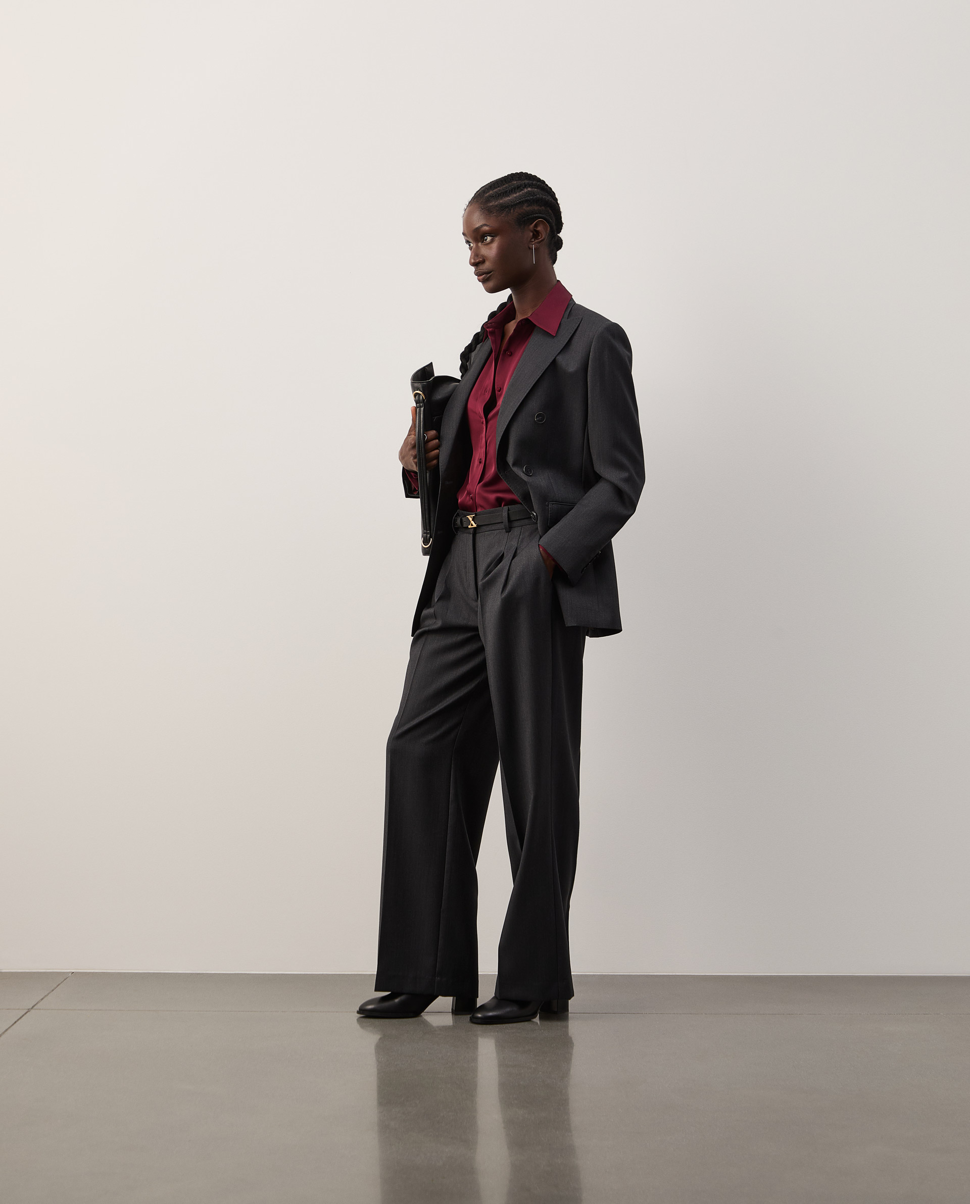 Creased wool trousers