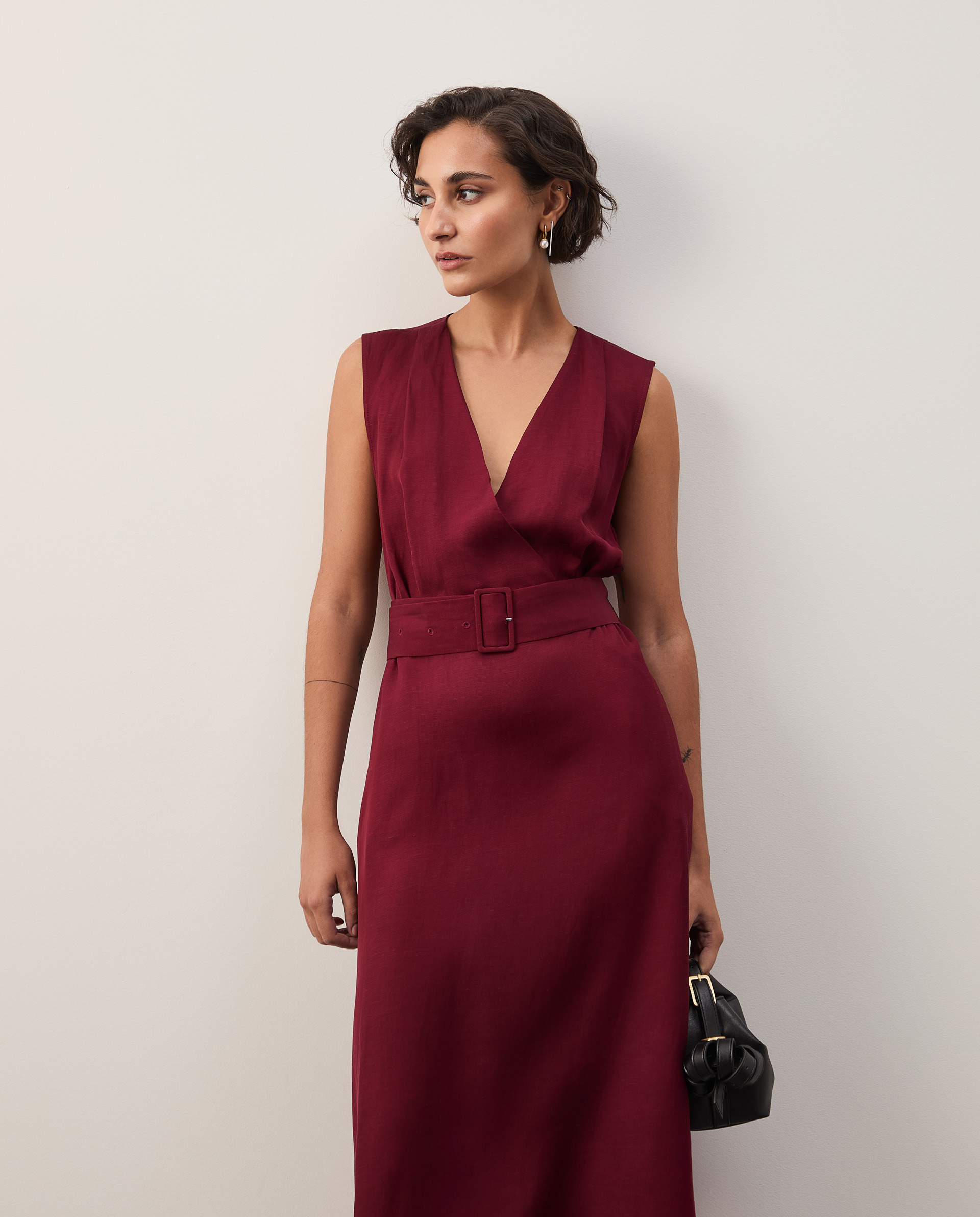 Midi dress with linen