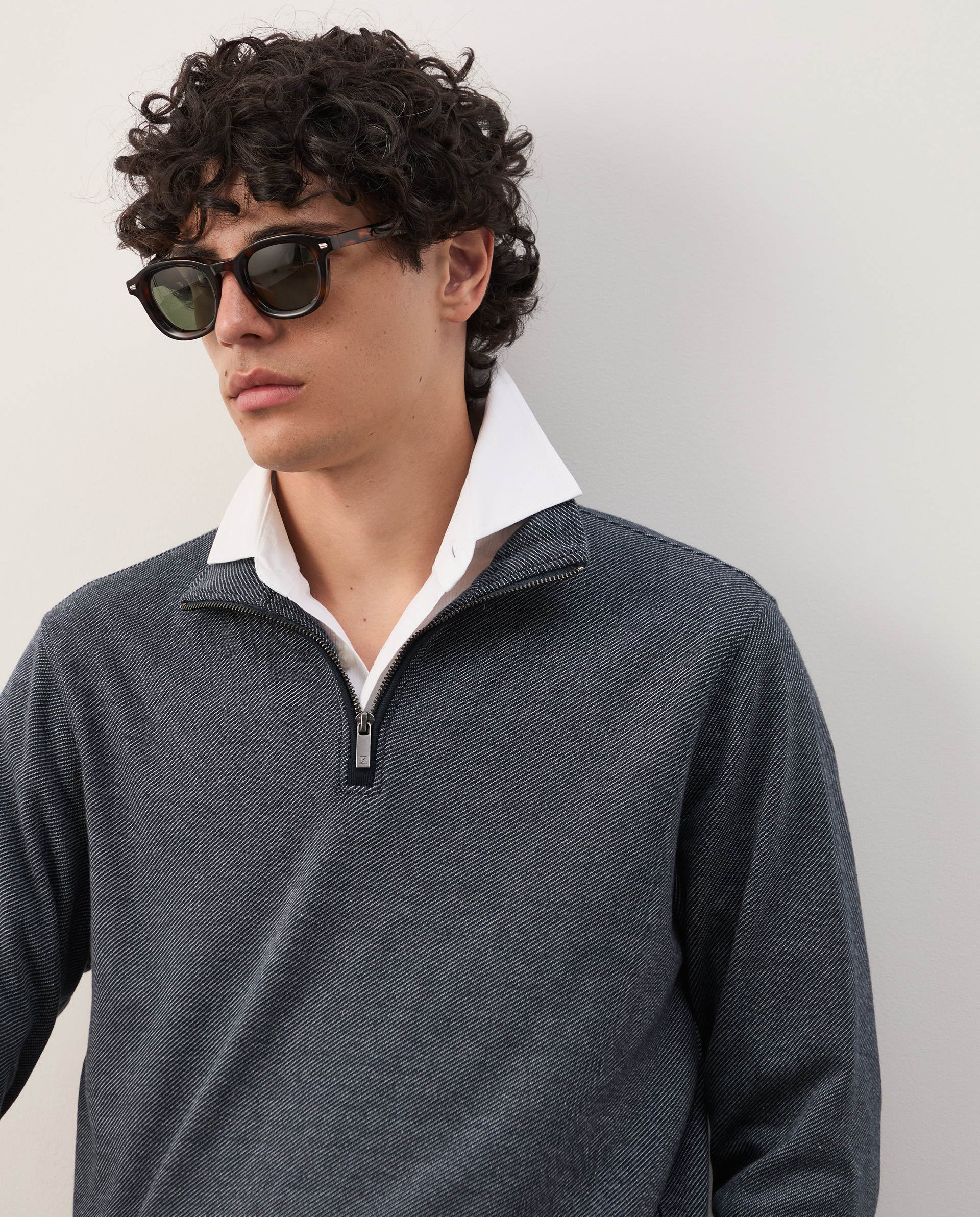 Sweater with half-zip closure