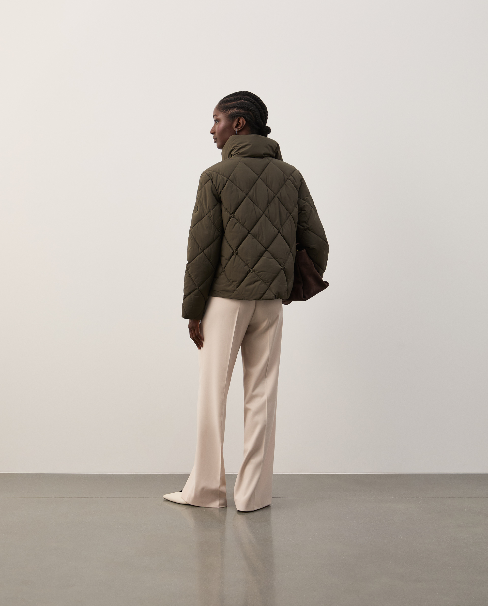 Padded jacket with a high collar