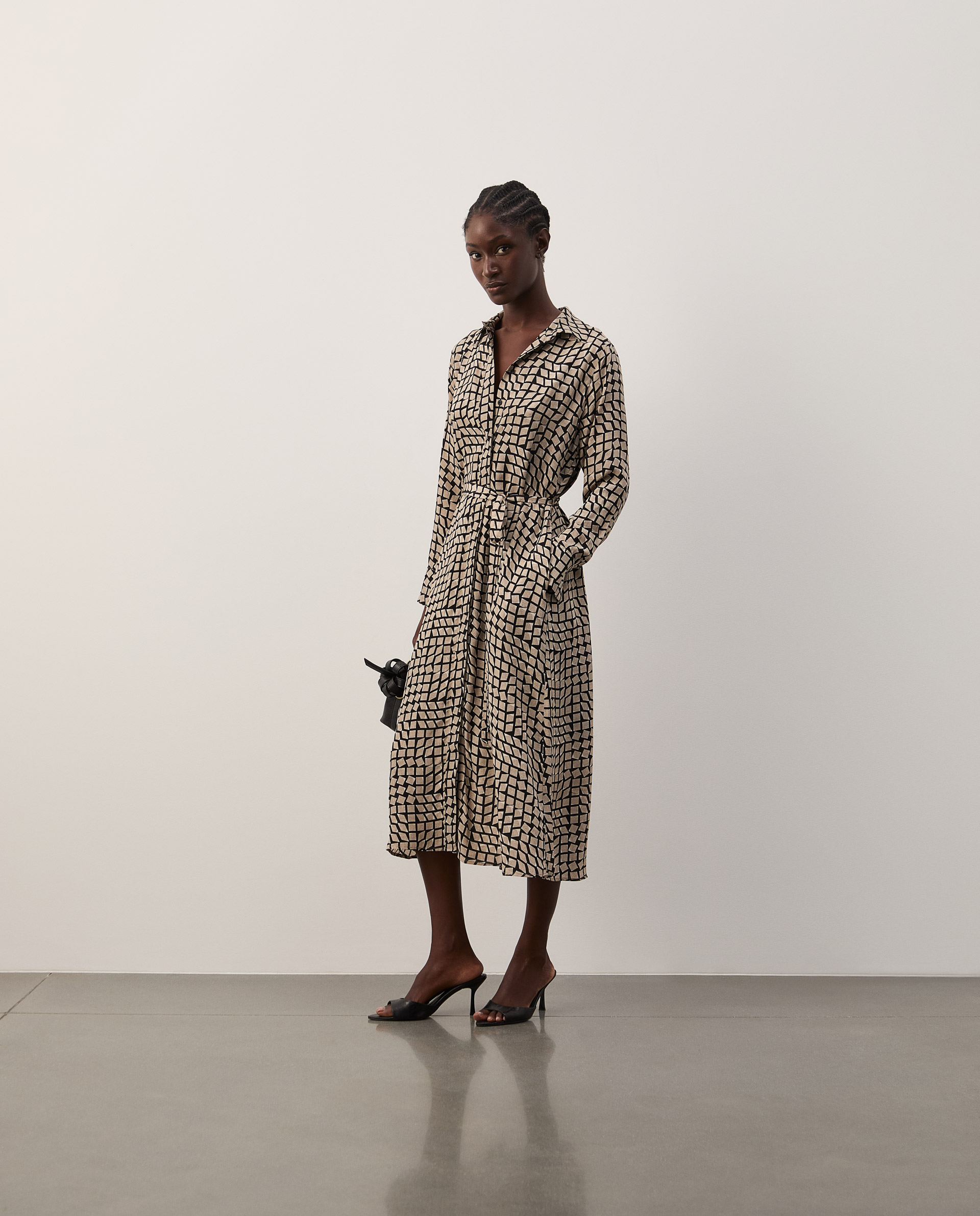 Printed shirt dress