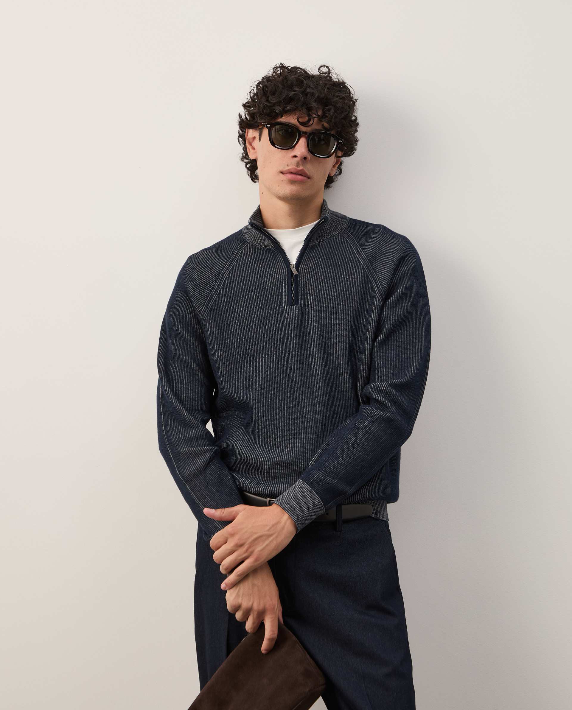 Camisola de algodão com meio fecho