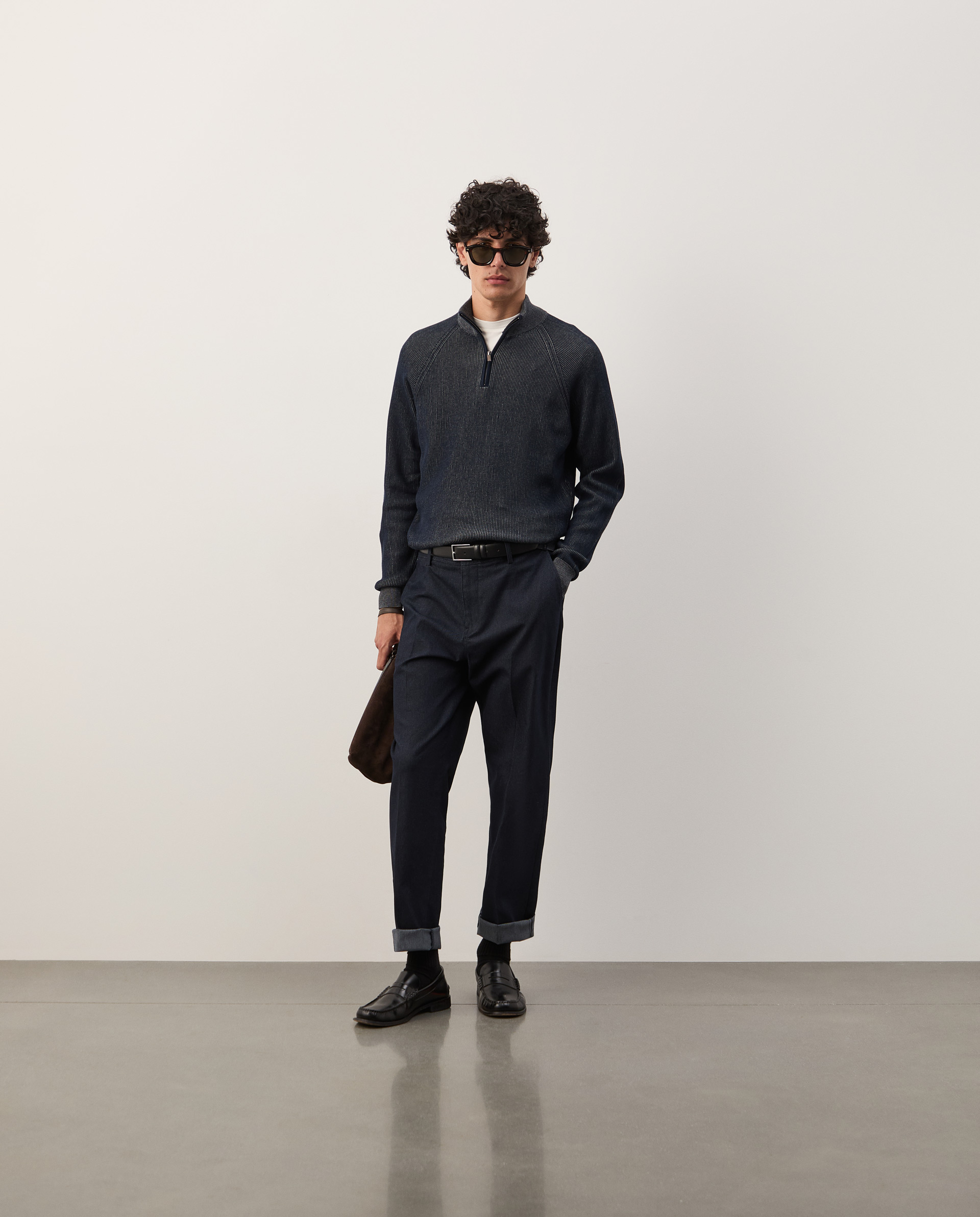 Camisola de algodão com meio fecho