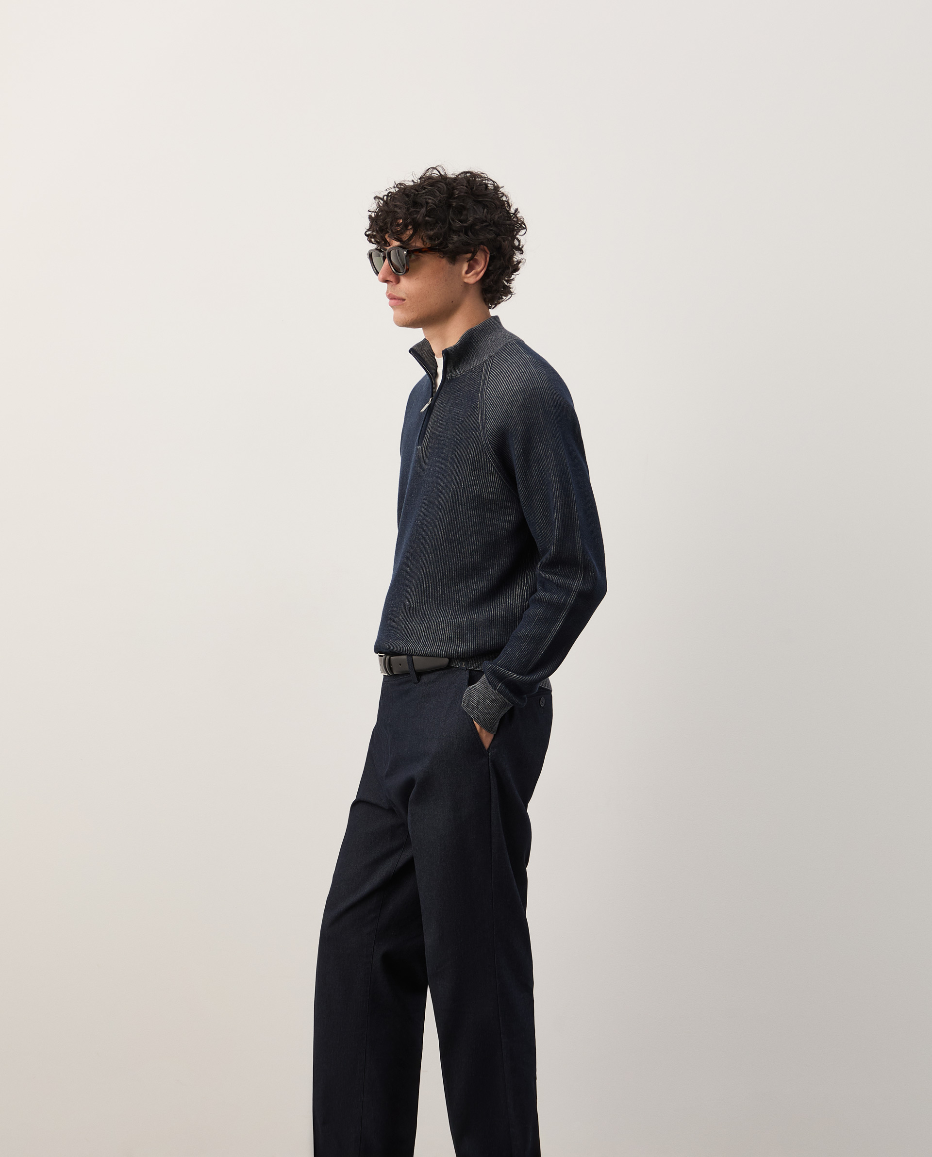 Camisola de algodão com meio fecho