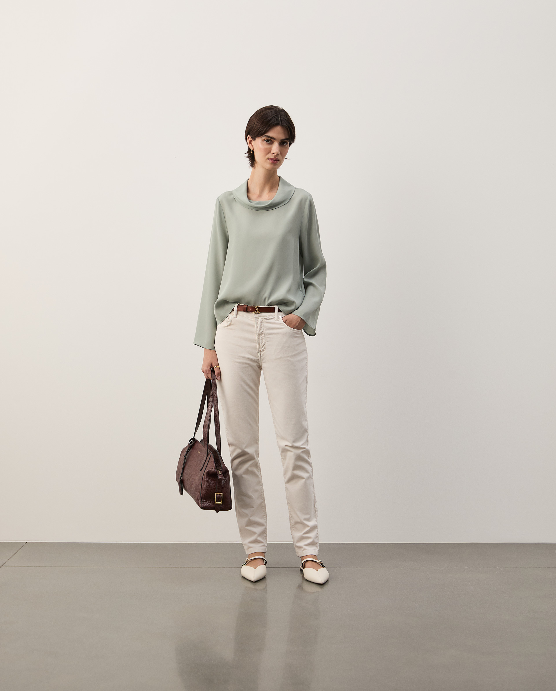 Off-the-shoulder blouse in silk