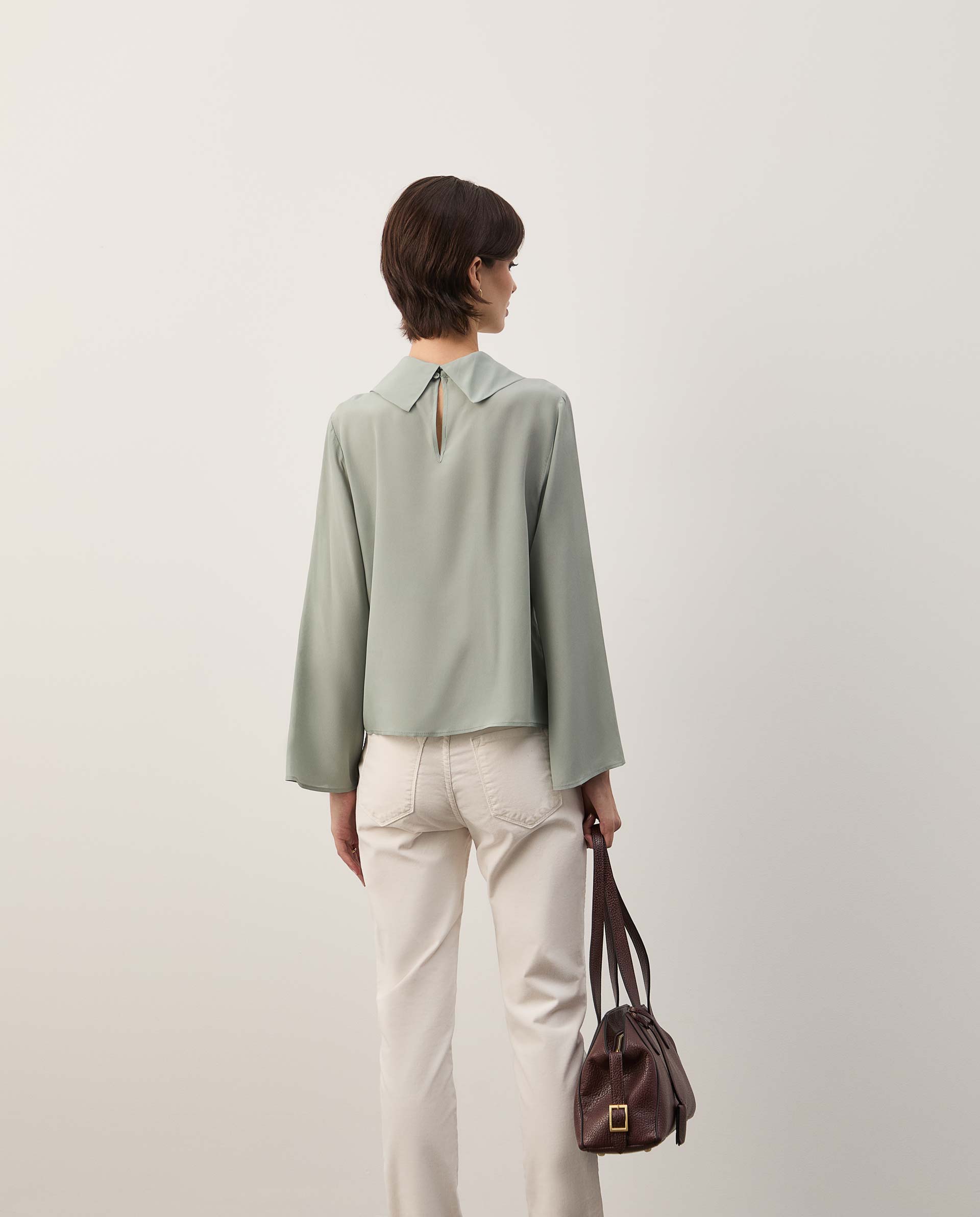 Off-the-shoulder blouse in silk