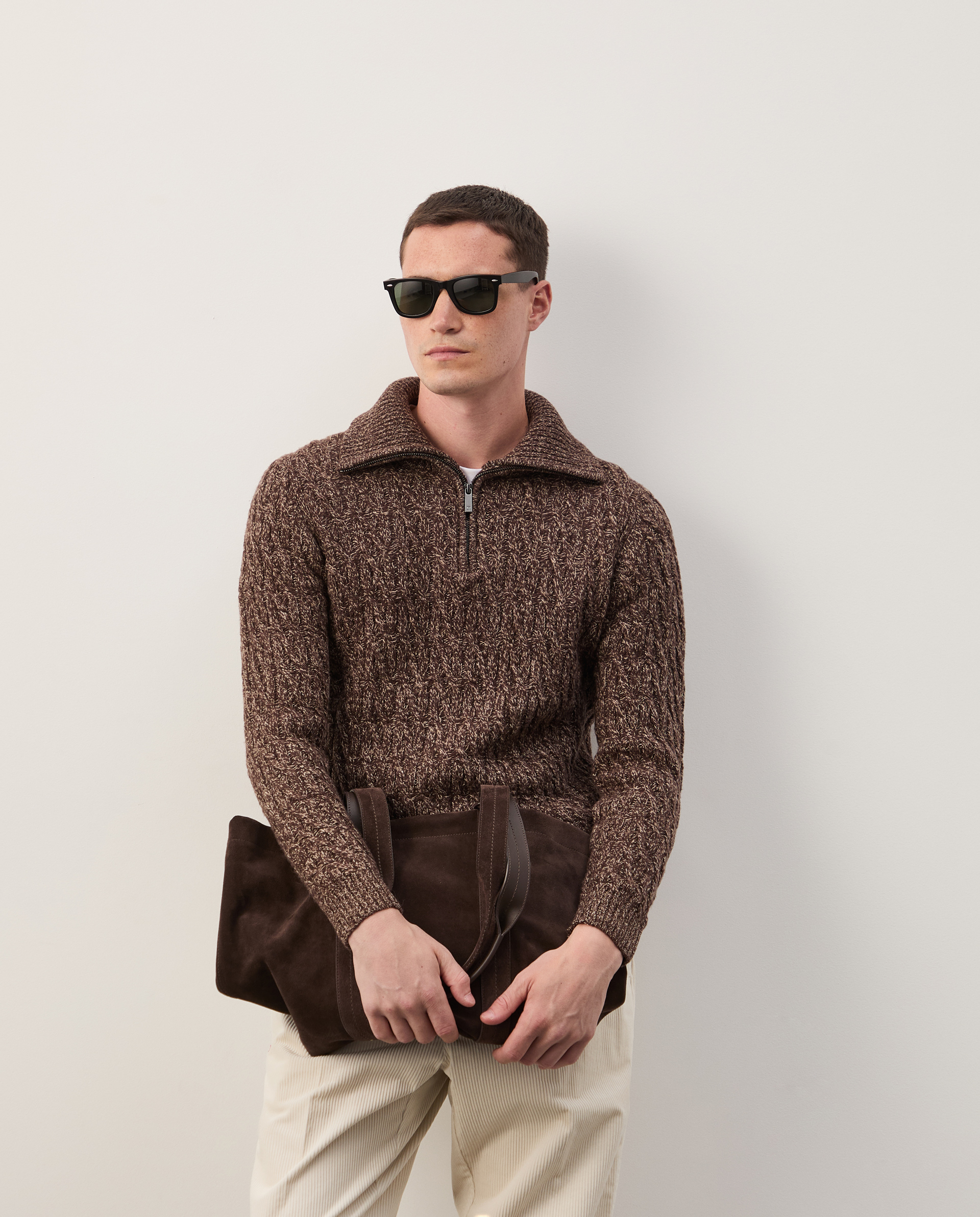 Two-tone sweater with wool
