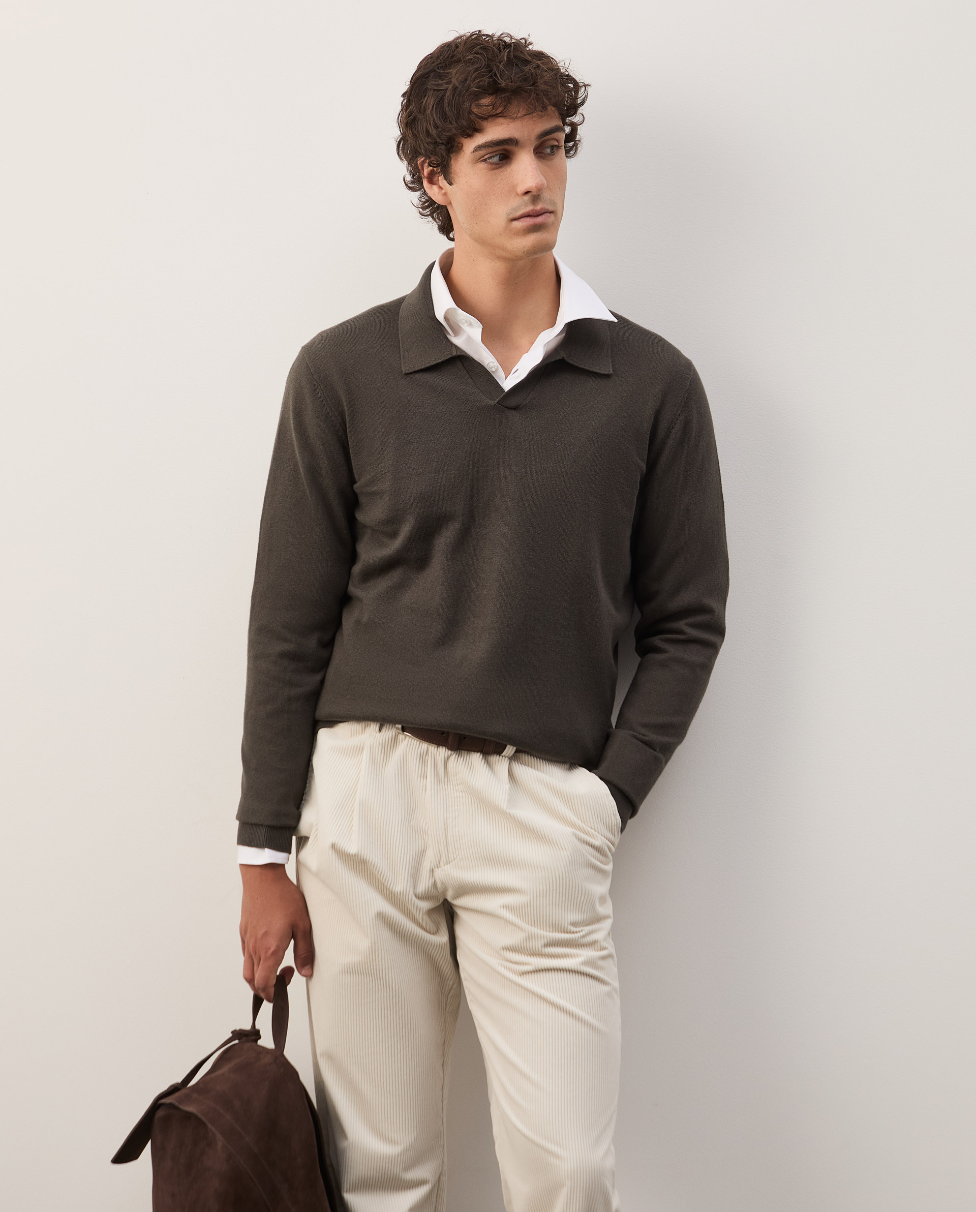 Polo shirt in cotton and cashmere