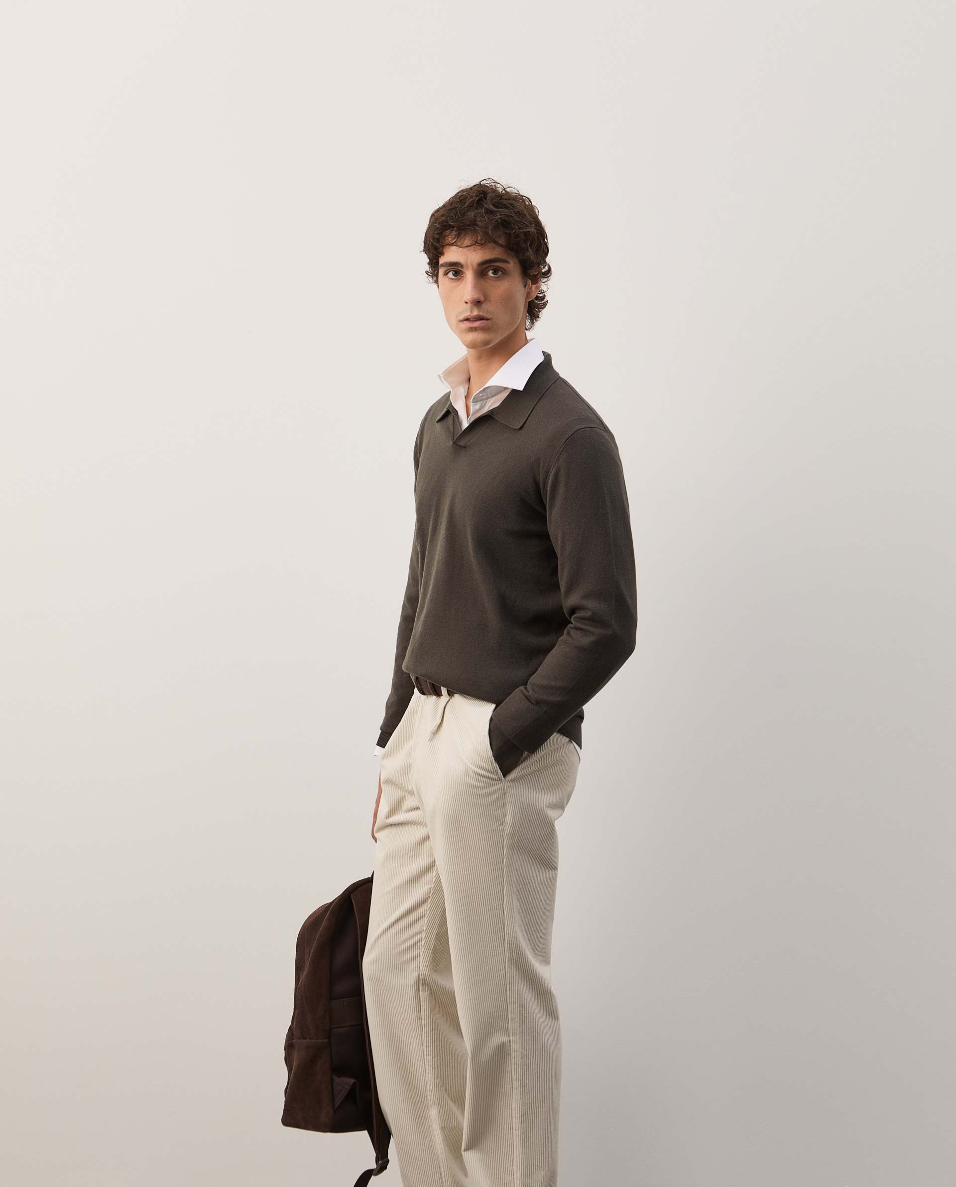 Polo shirt in cotton and cashmere