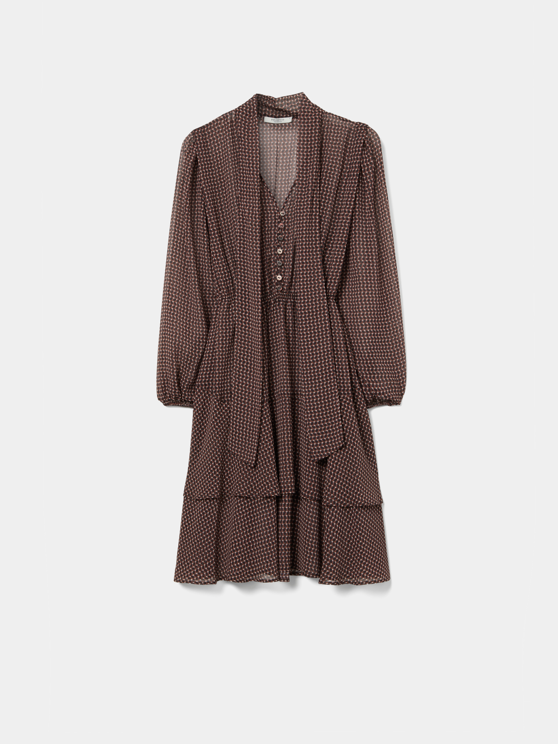 Vestido estampado com laçada