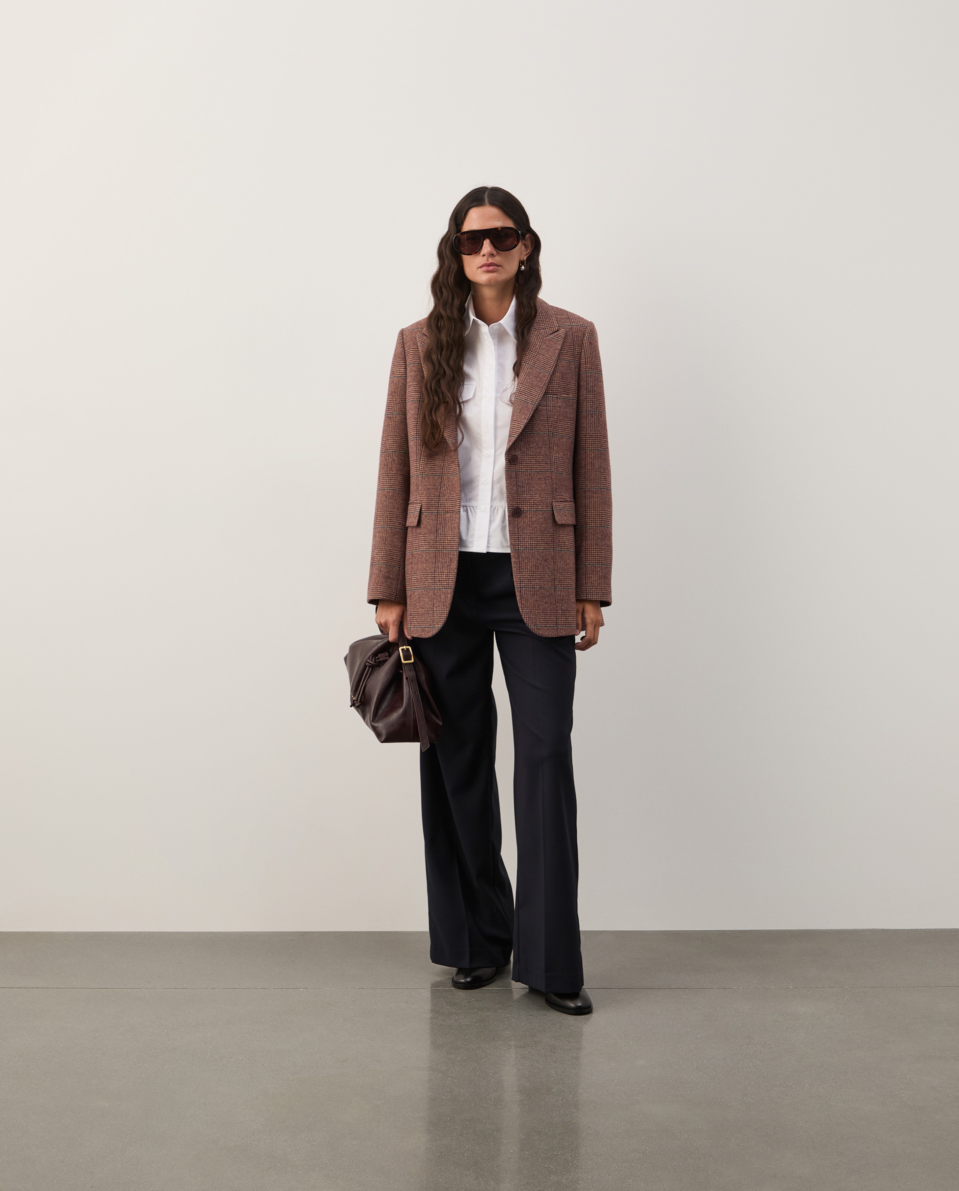 Plaid blazer with wool