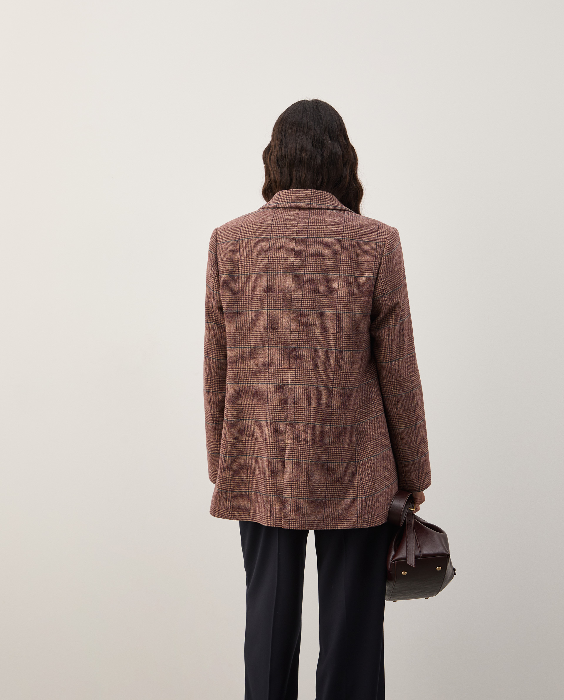 Plaid blazer with wool
