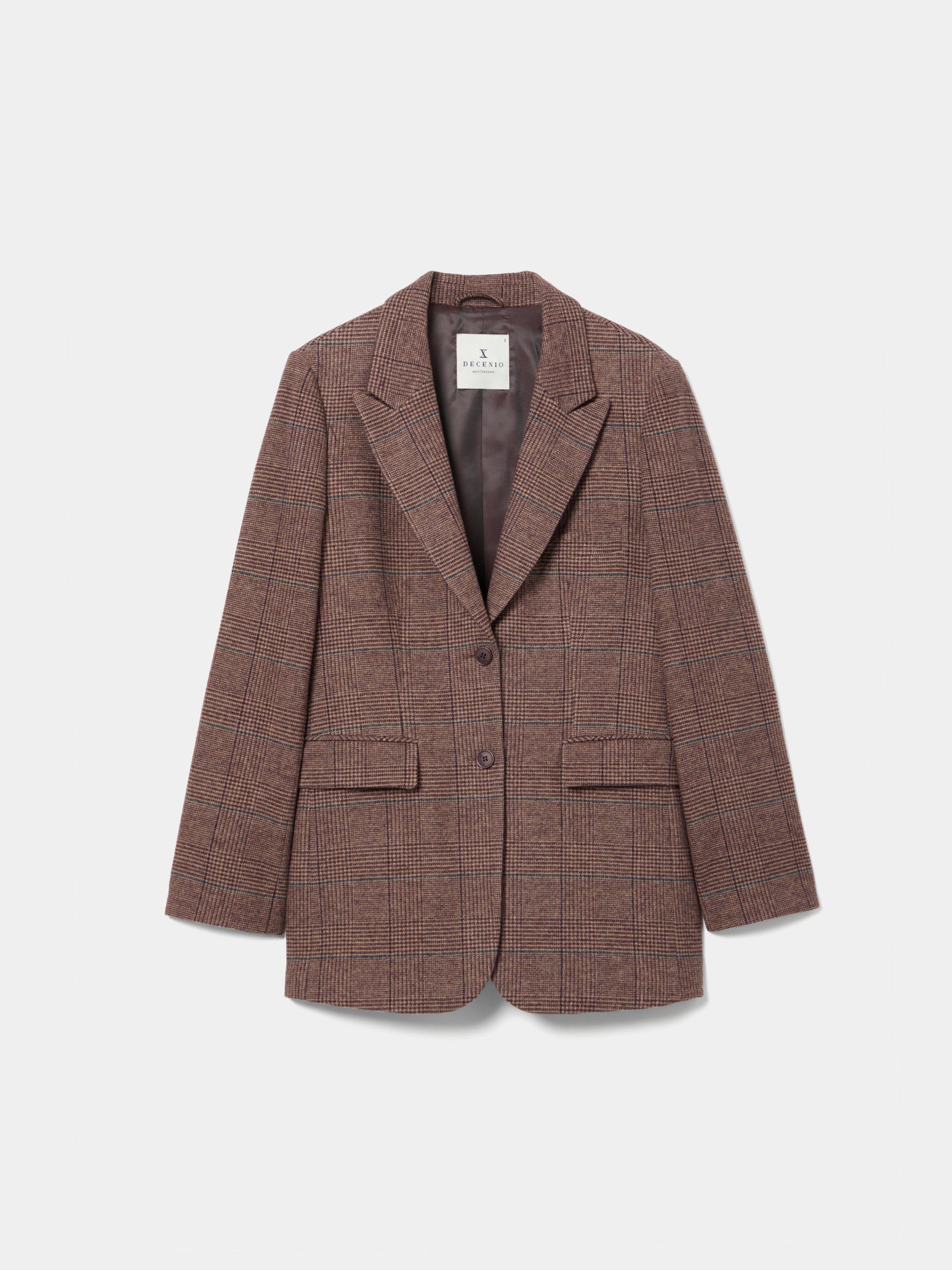 Plaid blazer with wool