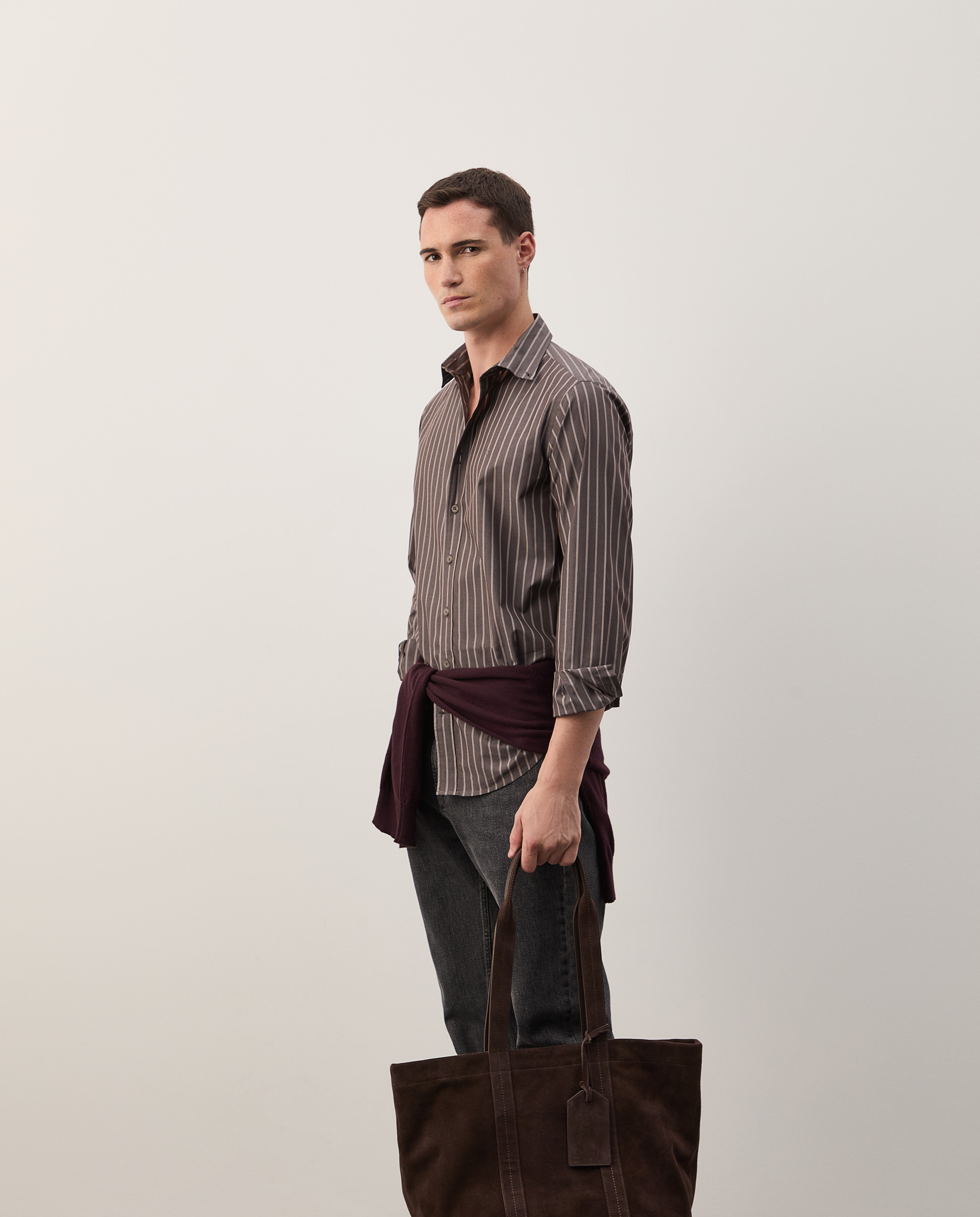 Camisa slim fit às riscas