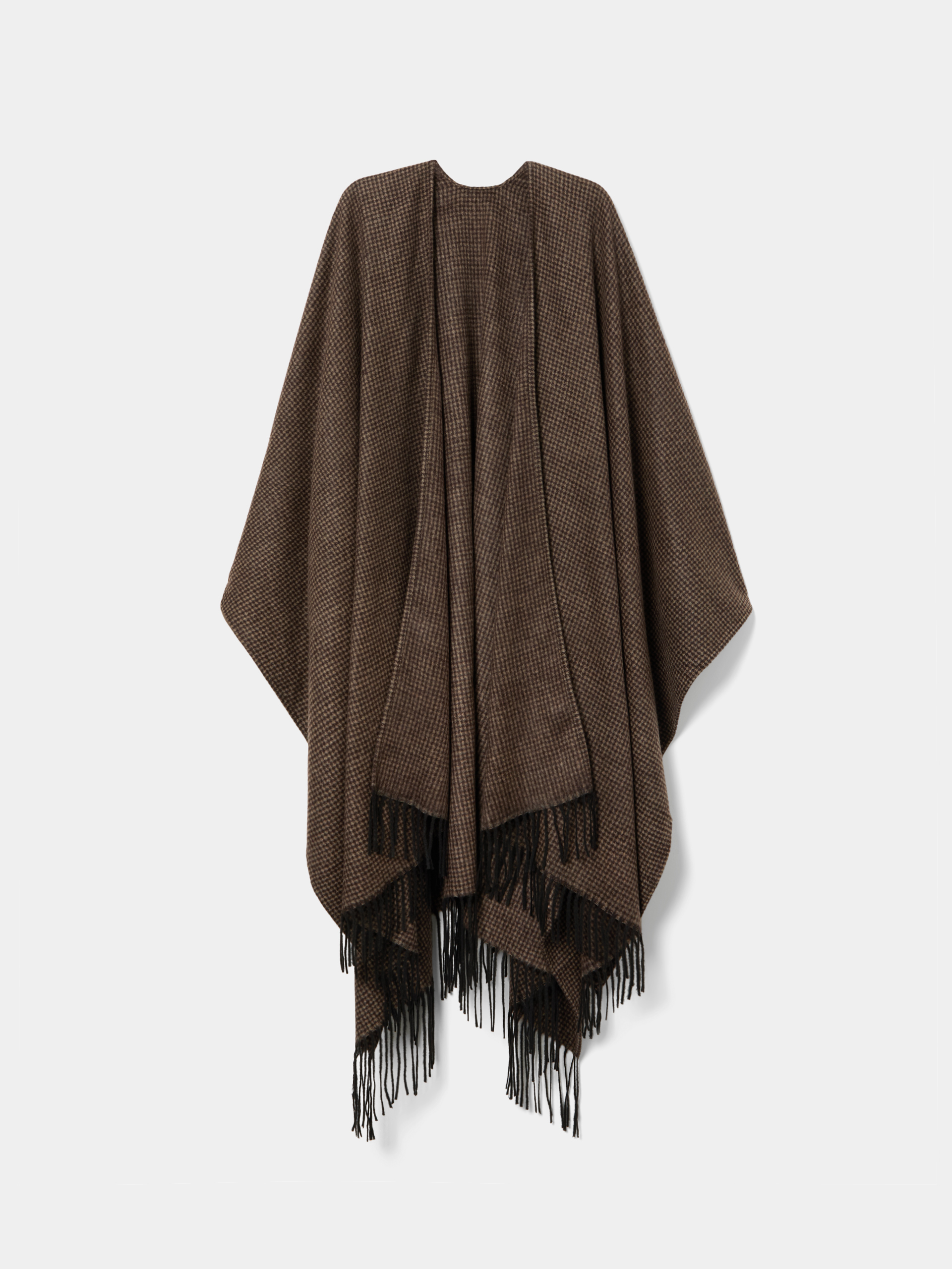 Poncho xadrez com lã